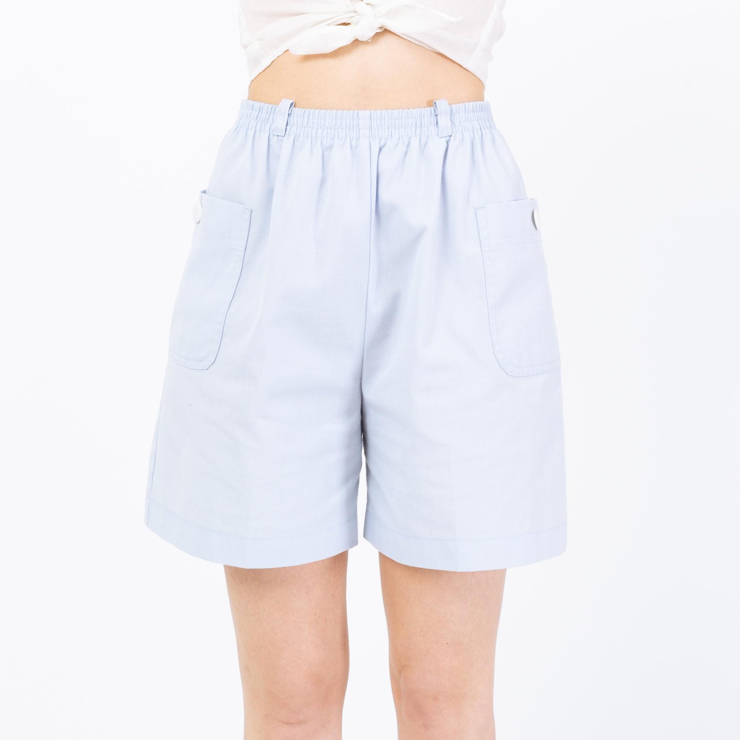 Vintage 70s Jantzen Baby Blue Casual Shorts - Small to Medium | Elastic Waist High Rise Wide Leg Summer Shorts