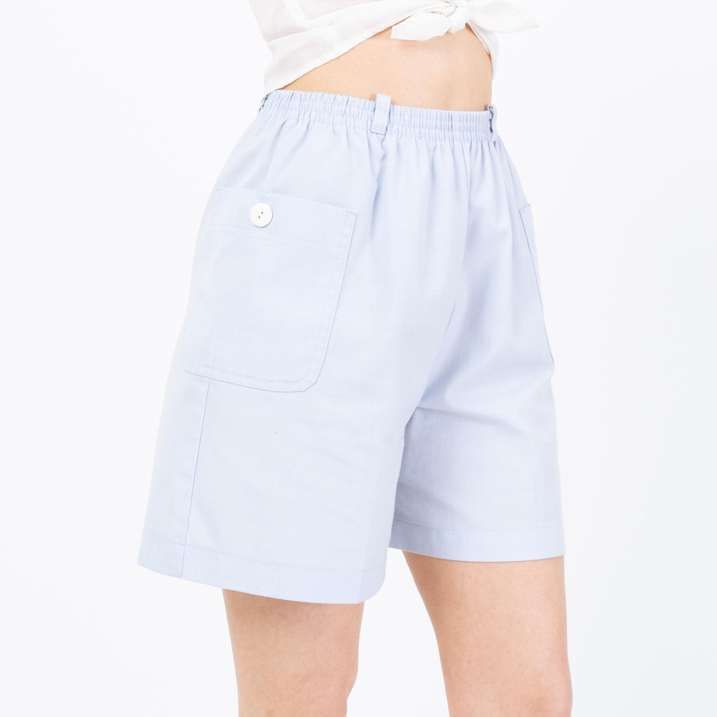 Vintage 70s Jantzen Baby Blue Casual Shorts - Small to Medium | Elastic Waist High Rise Wide Leg Summer Shorts