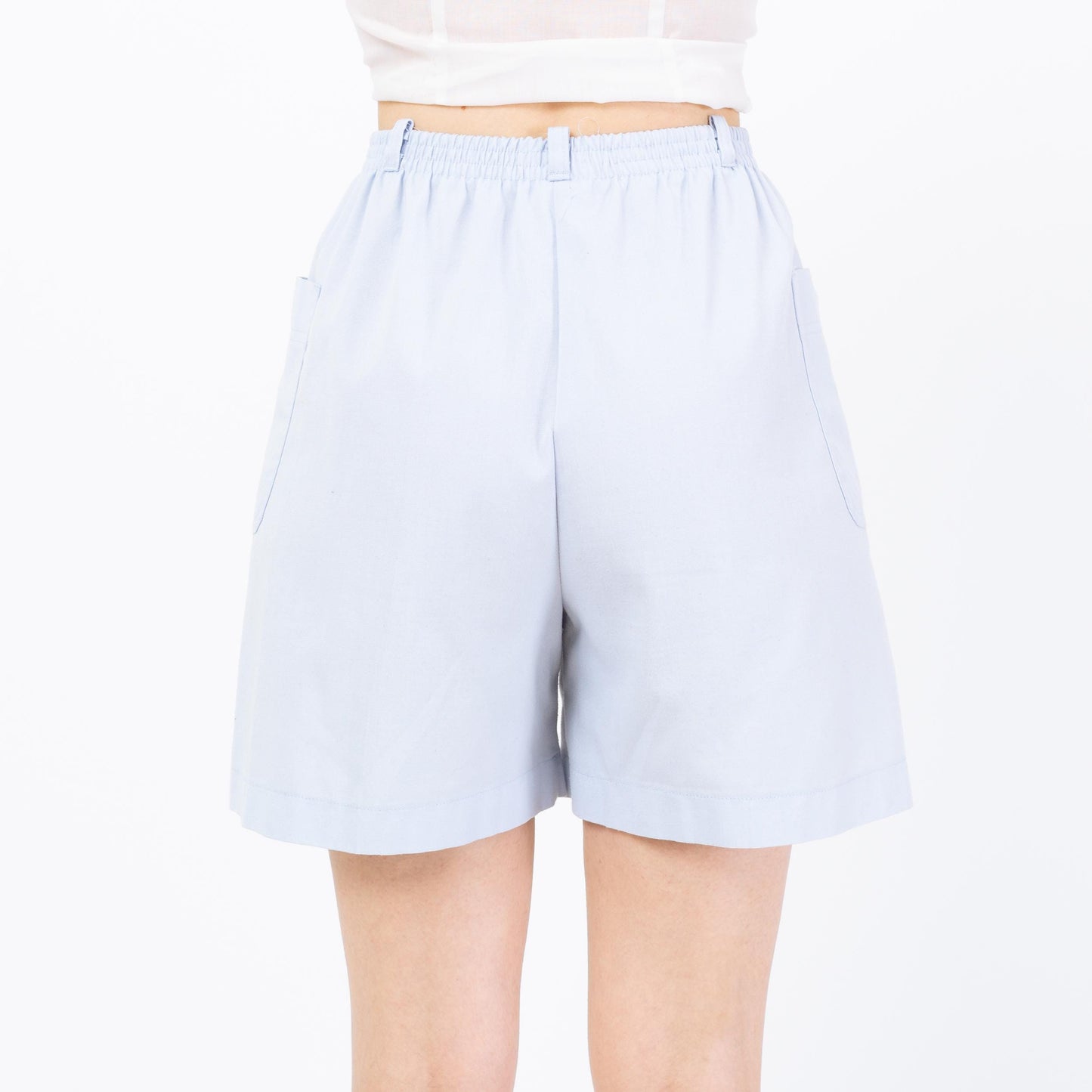 Vintage 70s Jantzen Baby Blue Casual Shorts - Small to Medium | Elastic Waist High Rise Wide Leg Summer Shorts