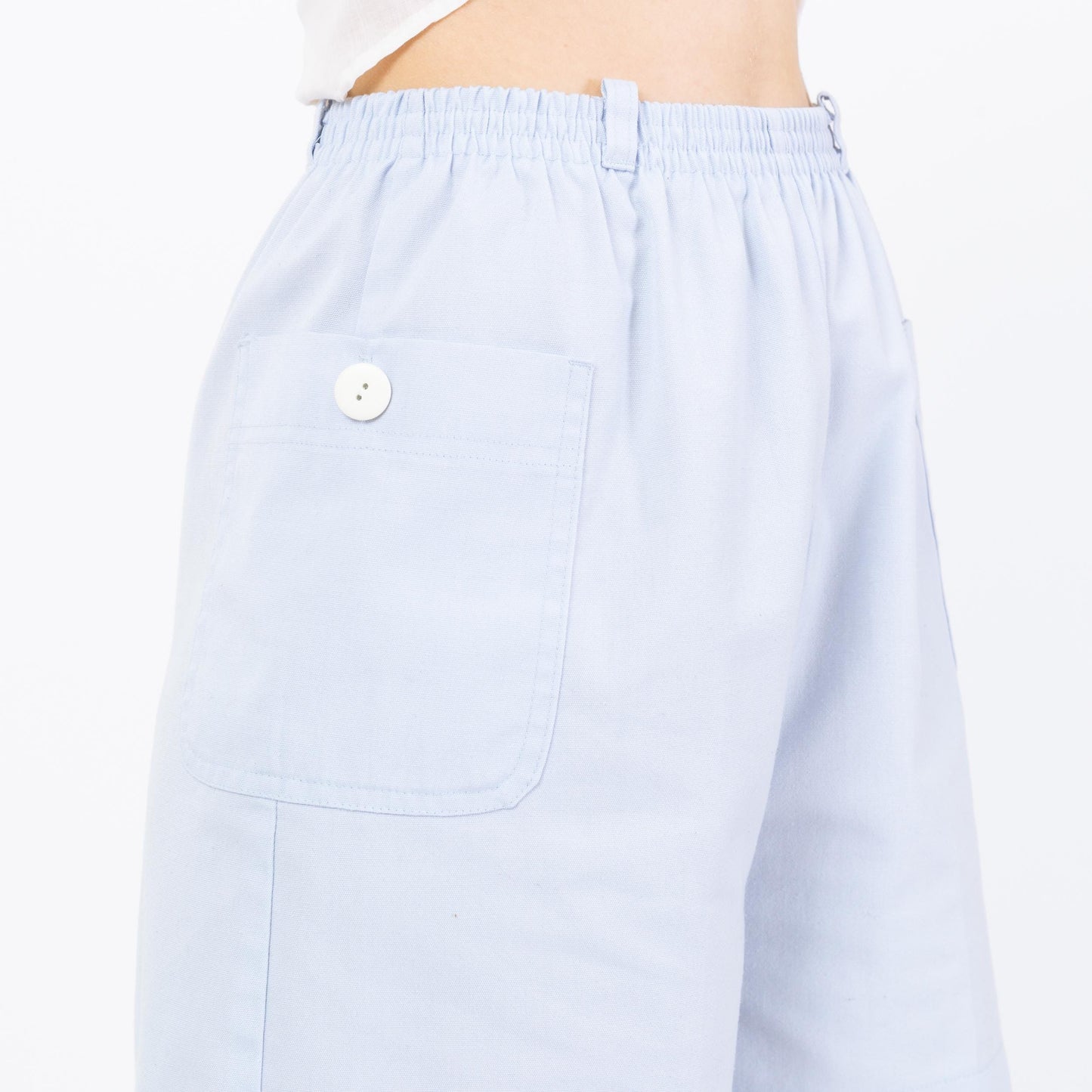 Vintage 70s Jantzen Baby Blue Casual Shorts - Small to Medium | Elastic Waist High Rise Wide Leg Summer Shorts