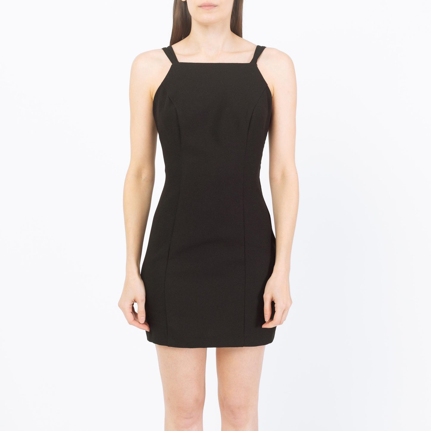 Vintage 90s Black Cage Back Mini Dress - Petite Small | Low Back Cocktail Party LBD