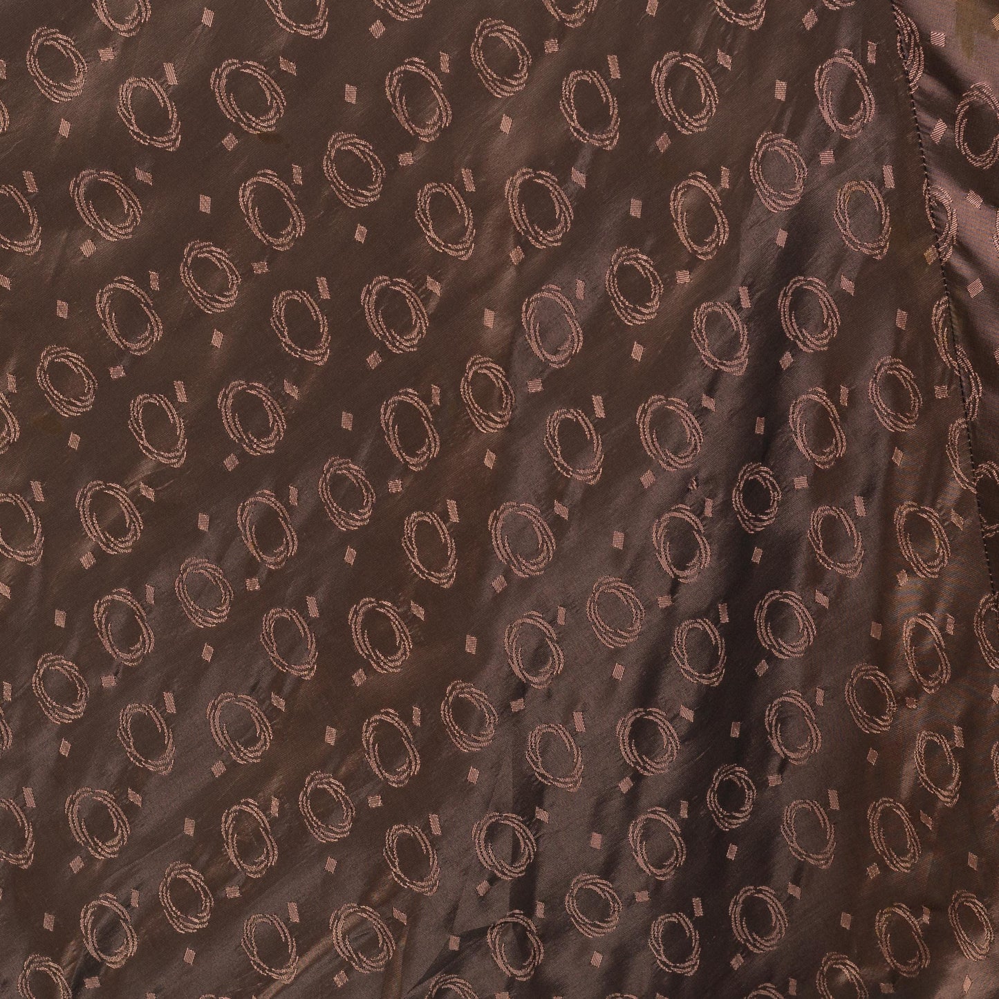 Vintage 1940s Brown Taffeta Swirl Print Deco Midi Dress - Small | Retro 40s Fit & Flare Belted Shirtwaist Dress