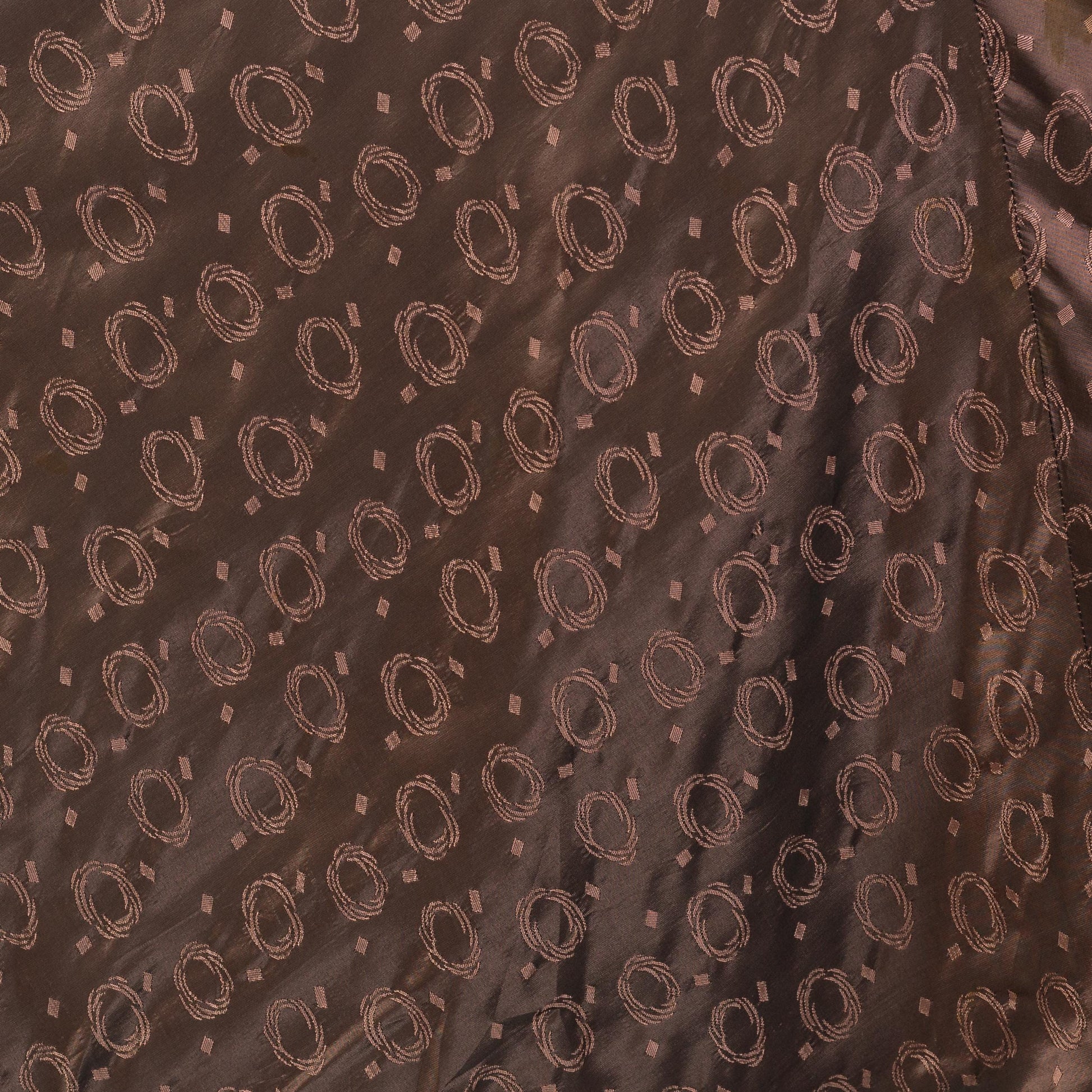 Vintage 1940s Brown Taffeta Swirl Print Deco Midi Dress - Small | Retro 40s Fit & Flare Belted Shirtwaist Dress