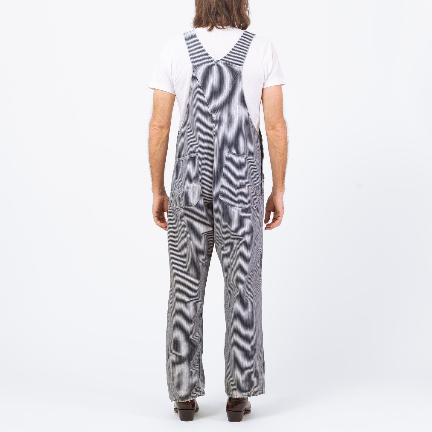 Vintage 1950s Hercules Railroad Striped Overalls - 38x29 | 50s Lone Star Beer Patch Workwear Jumpsuit