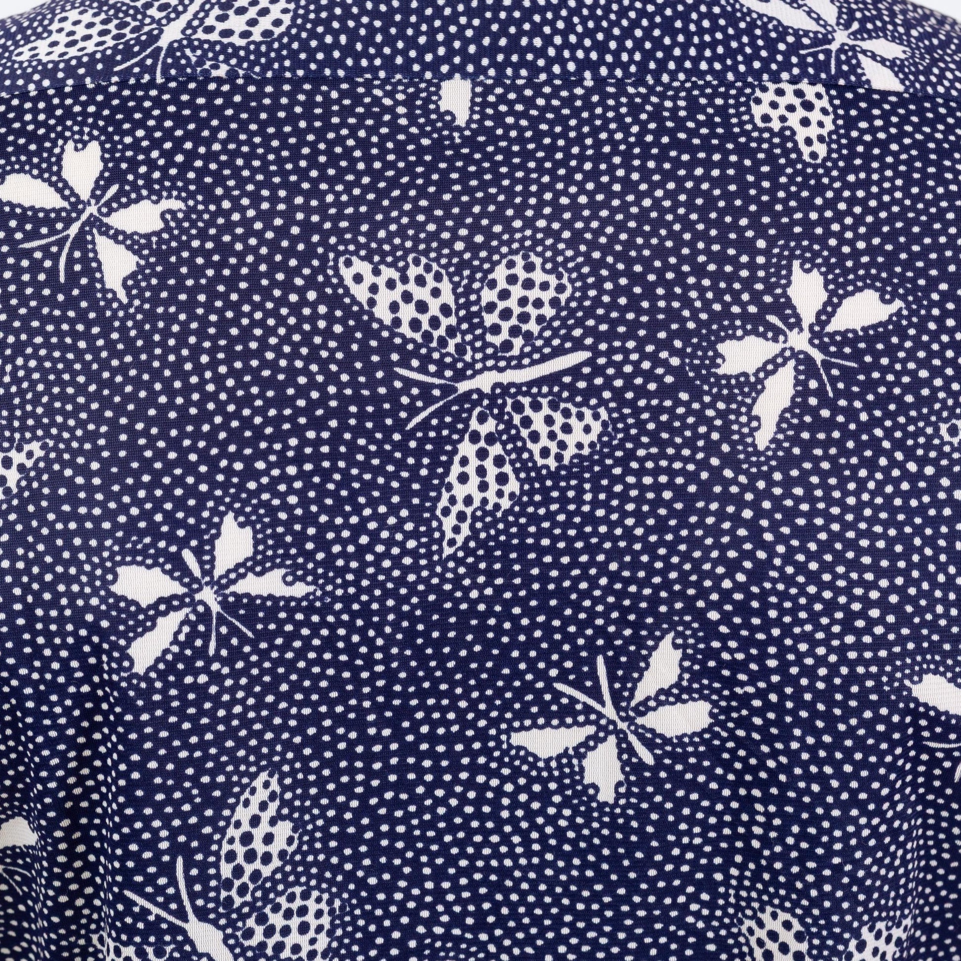 Vintage 70s Butterfly Print Shirt - Medium | Blue & White Long Sleeve Collared Button Up Shirt