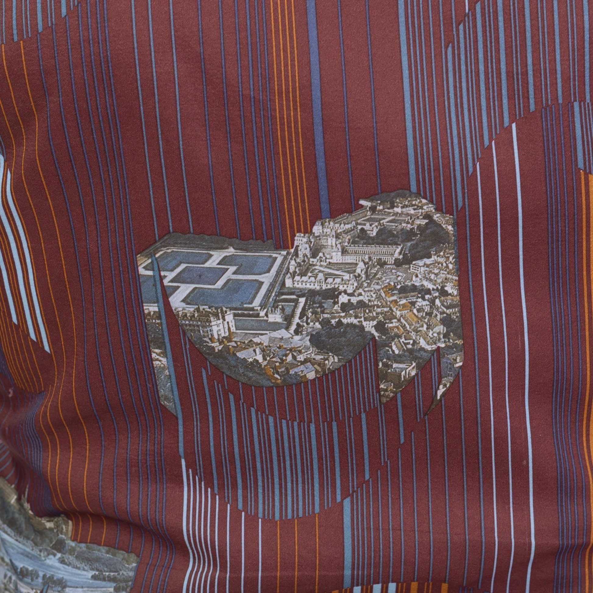 Vintage 70s Deco City Print Shirt - Medium | Novelty Long Sleeve Collared Button Up Shirt
