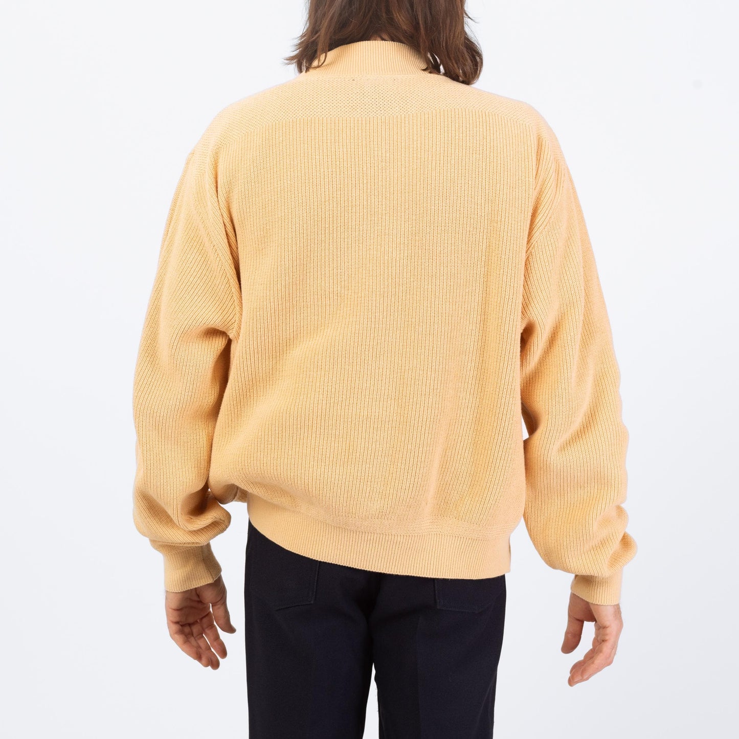 Vintage 80s Lands' End Cream Knit Henley Sweater - Extra Large | Button Up Long Sleeve Cotton Pullover