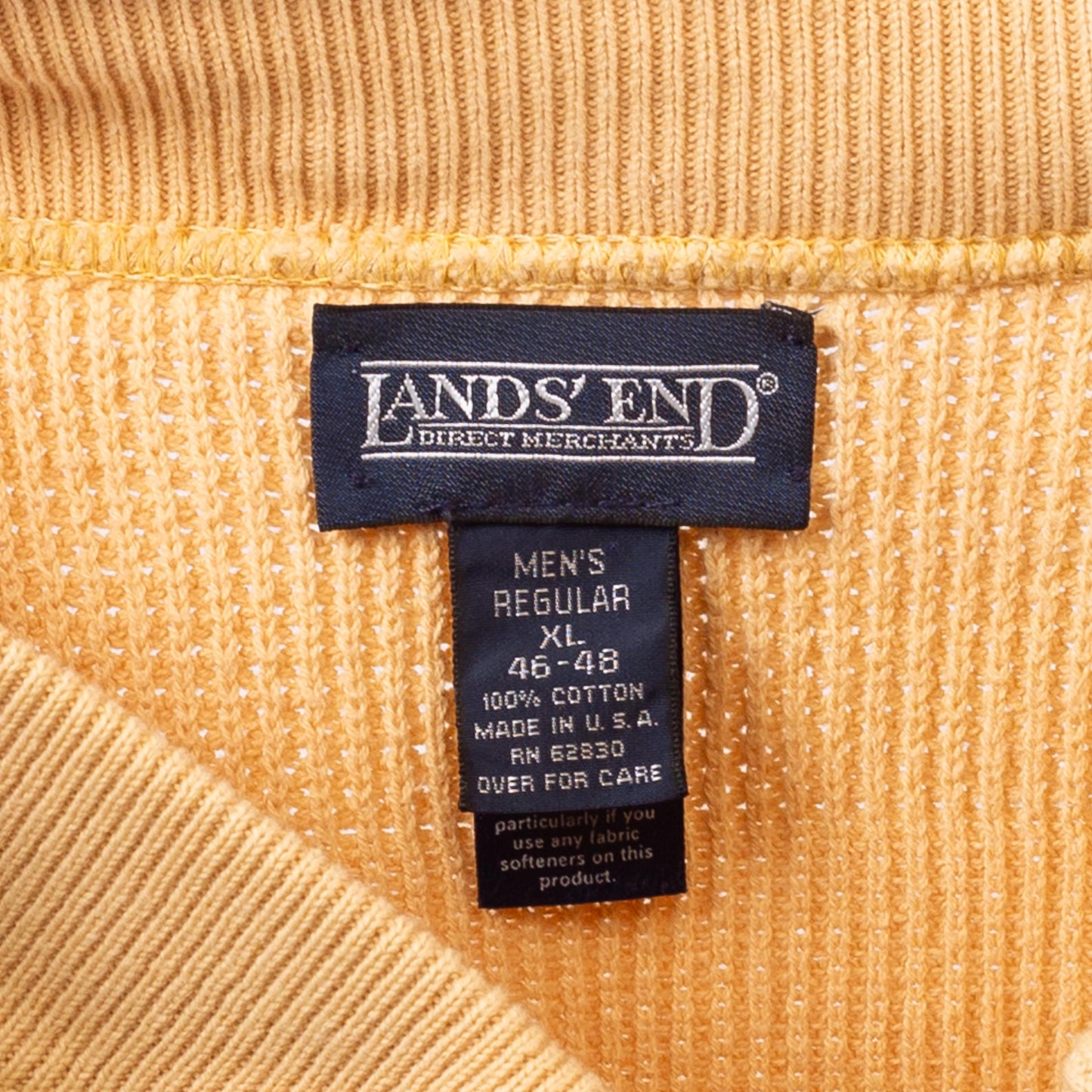 Vintage 80s Lands' End Cream Knit Henley Sweater - Extra Large | Button Up Long Sleeve Cotton Pullover