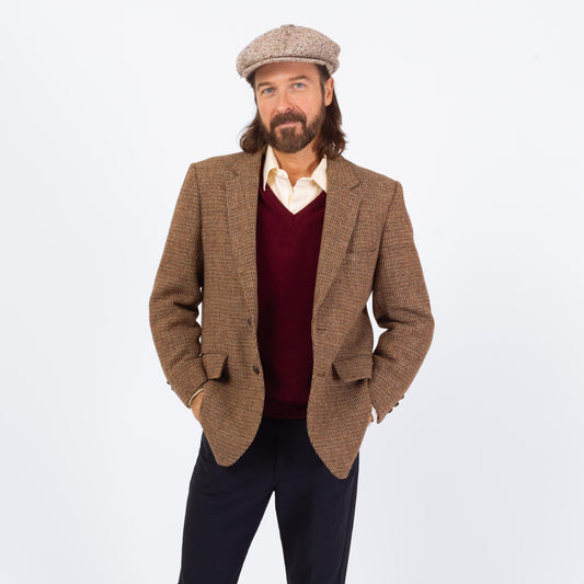 Vintage 70s Brown Harris Tweed Sport Coat - Medium | Preppy Single Breasted Blazer Suit Jacket