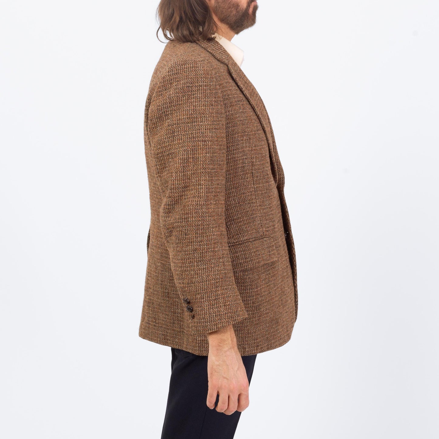Vintage 70s Brown Harris Tweed Sport Coat - Medium | Preppy Single Breasted Blazer Suit Jacket