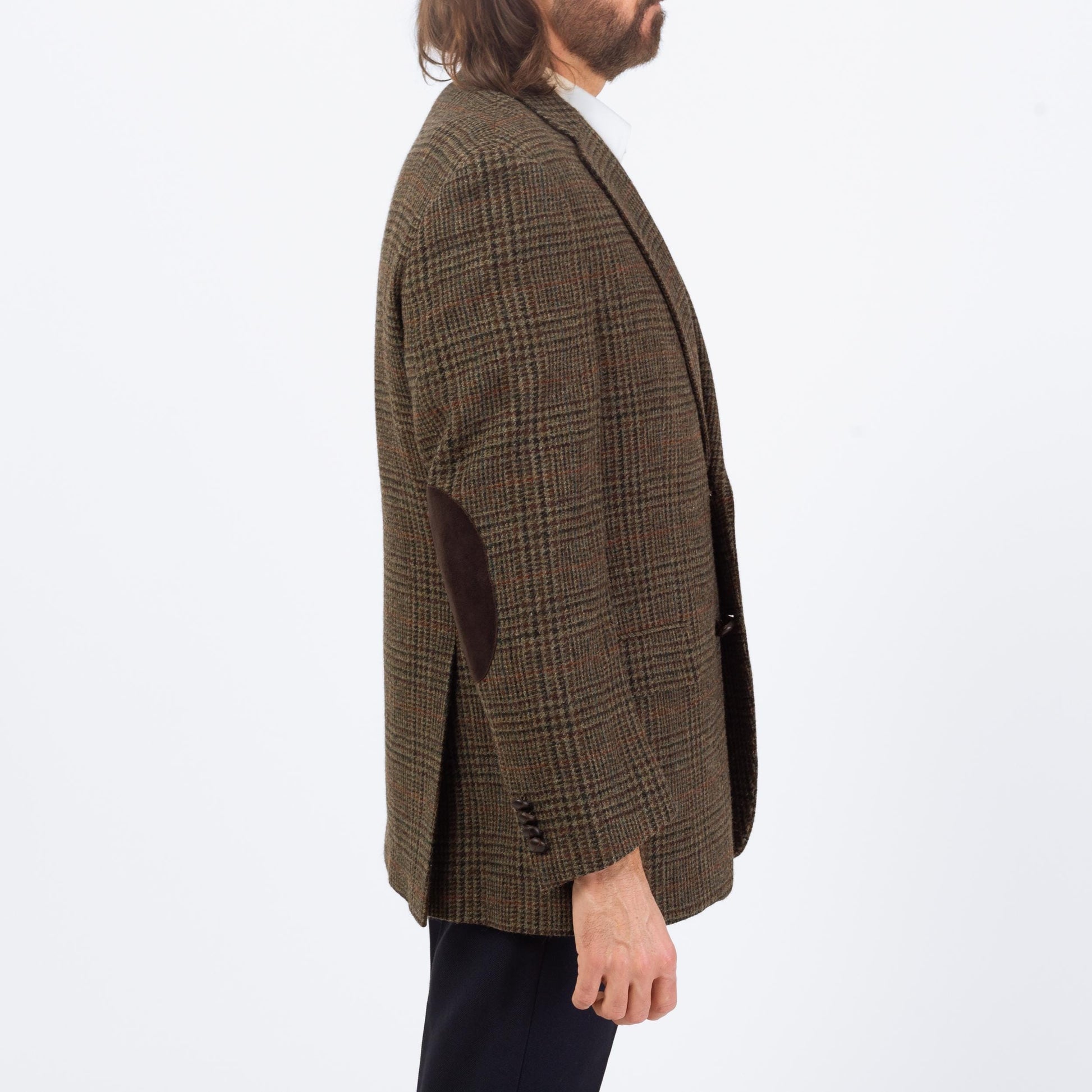 Vintage 90s Ralph Lauren Tweed Elbow Patch Sport Coat - Large, Size 42 | Preppy Single Breasted Suede Trim Blazer Suit Jacket