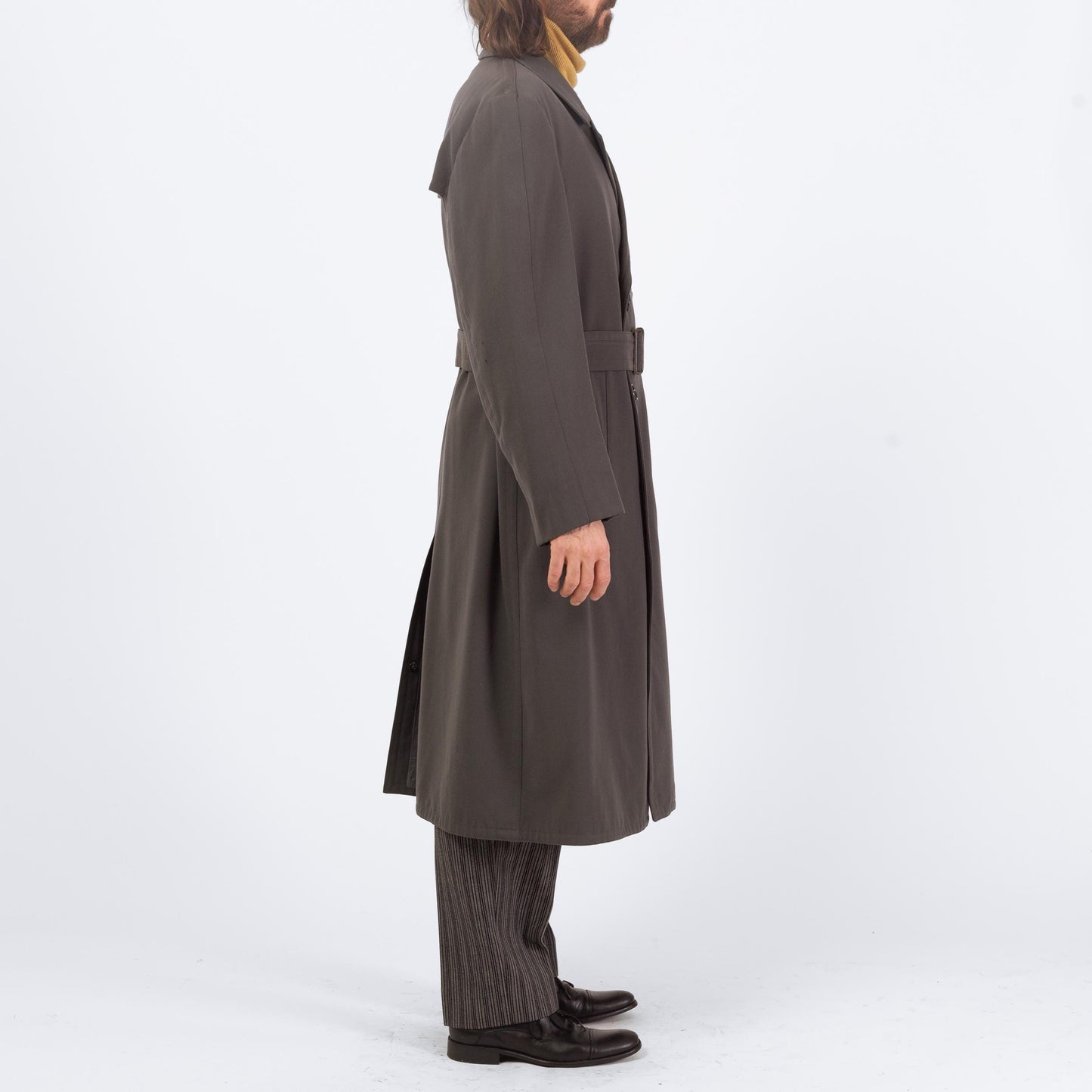 Vintage 60s Dove Grey Wool Belted Military Trench Coat - Extra Large | Bulag Munchen German Army Lined Overcoat Long Jacket