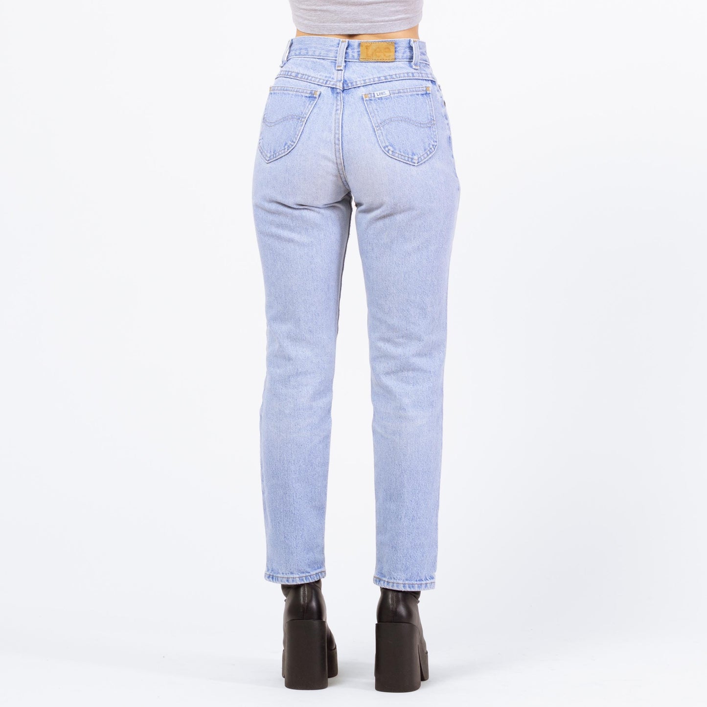 Vintage 90s Lee Light Wash Straight Leg Jeans - Extra Small, 24" Waist | Denim High Rise Slim Mom Jeans