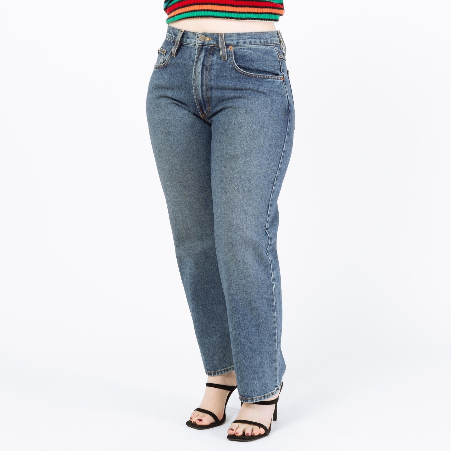 Vintage 90s Straight Leg Jeans - Large, 33" Waist | True Grit Soft Denim High Waisted Mom Jeans