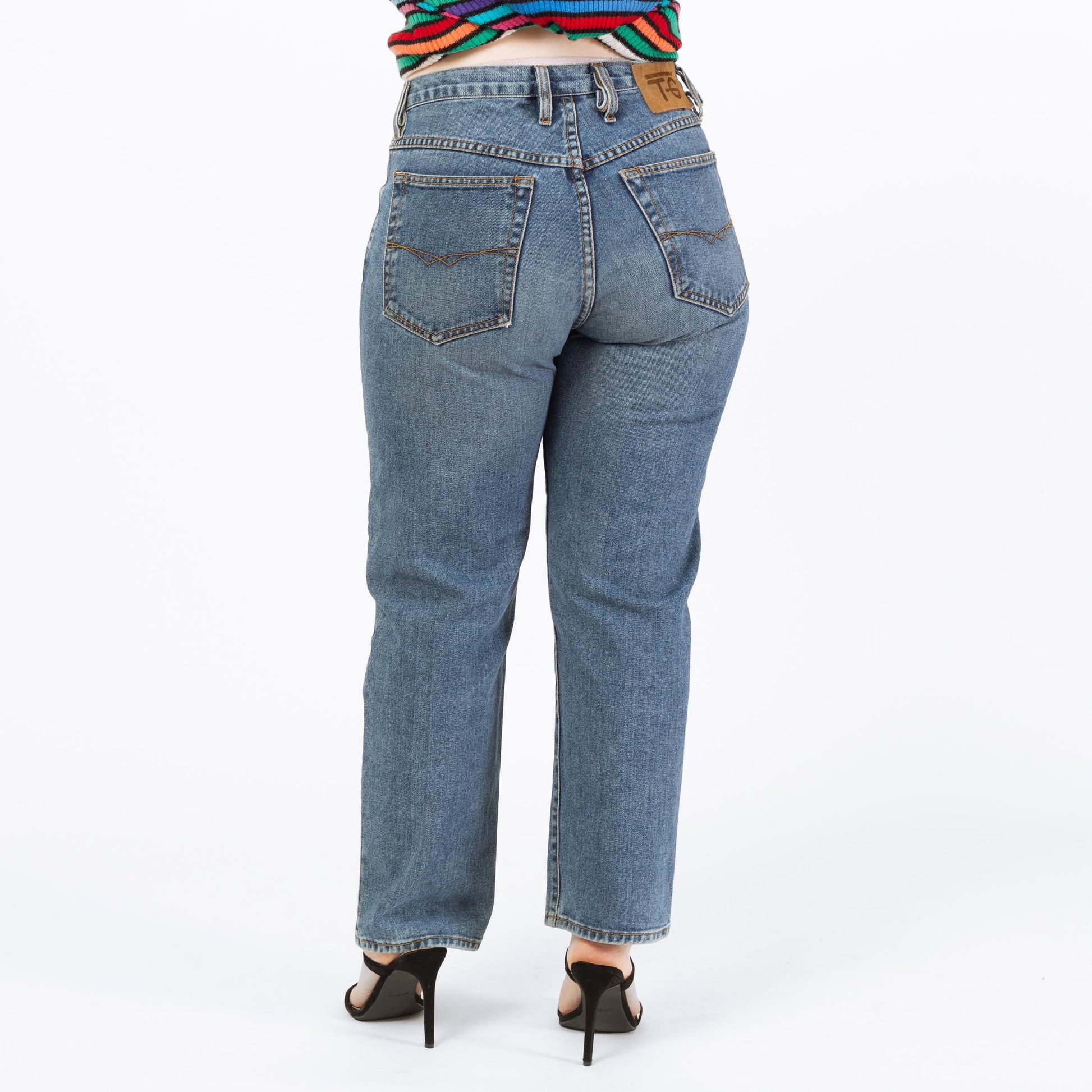 Vintage 90s Straight Leg Jeans - Large, 33" Waist | True Grit Soft Denim High Waisted Mom Jeans