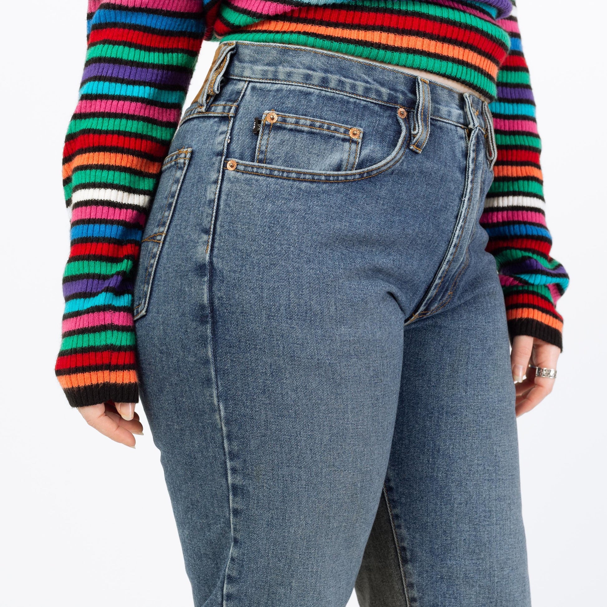 Vintage 90s Straight Leg Jeans - Large, 33" Waist | True Grit Soft Denim High Waisted Mom Jeans