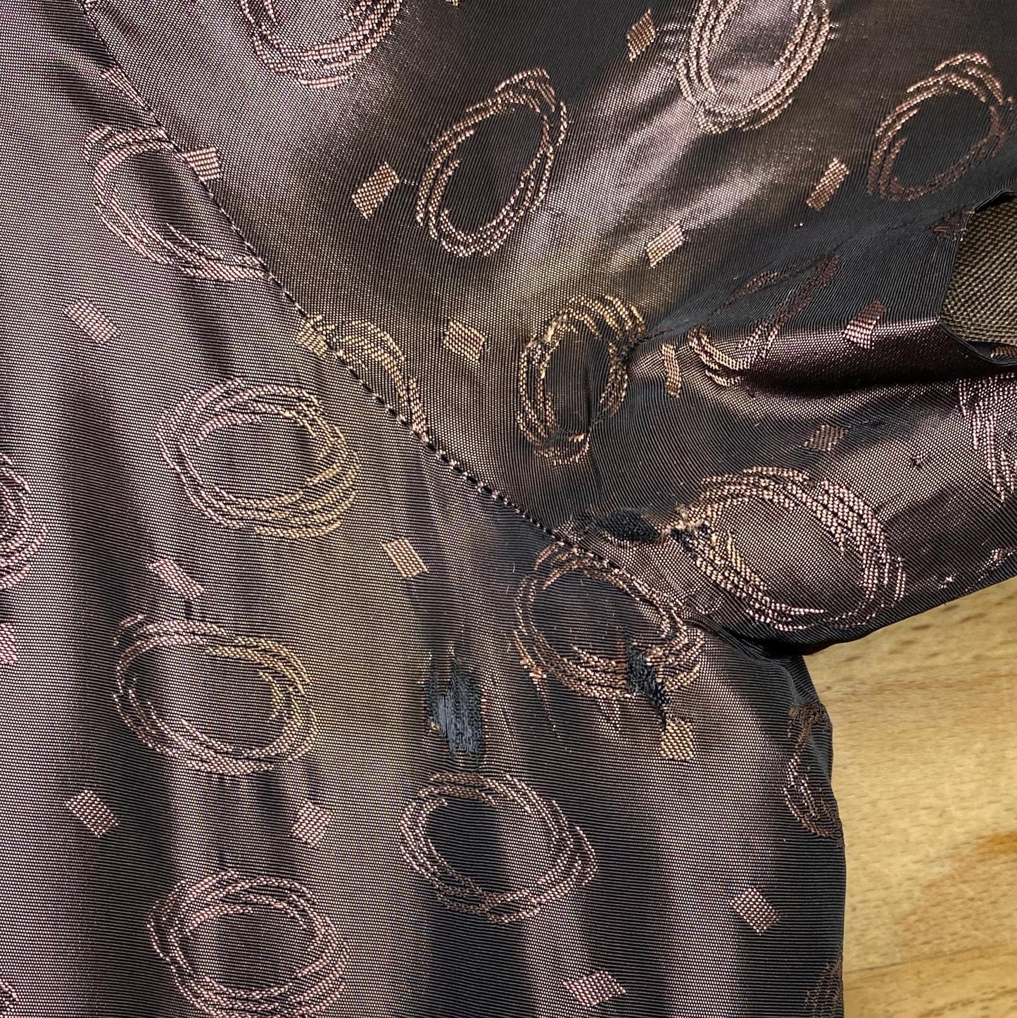 Vintage 1940s Brown Taffeta Swirl Print Deco Midi Dress - Small | Retro 40s Fit & Flare Belted Shirtwaist Dress