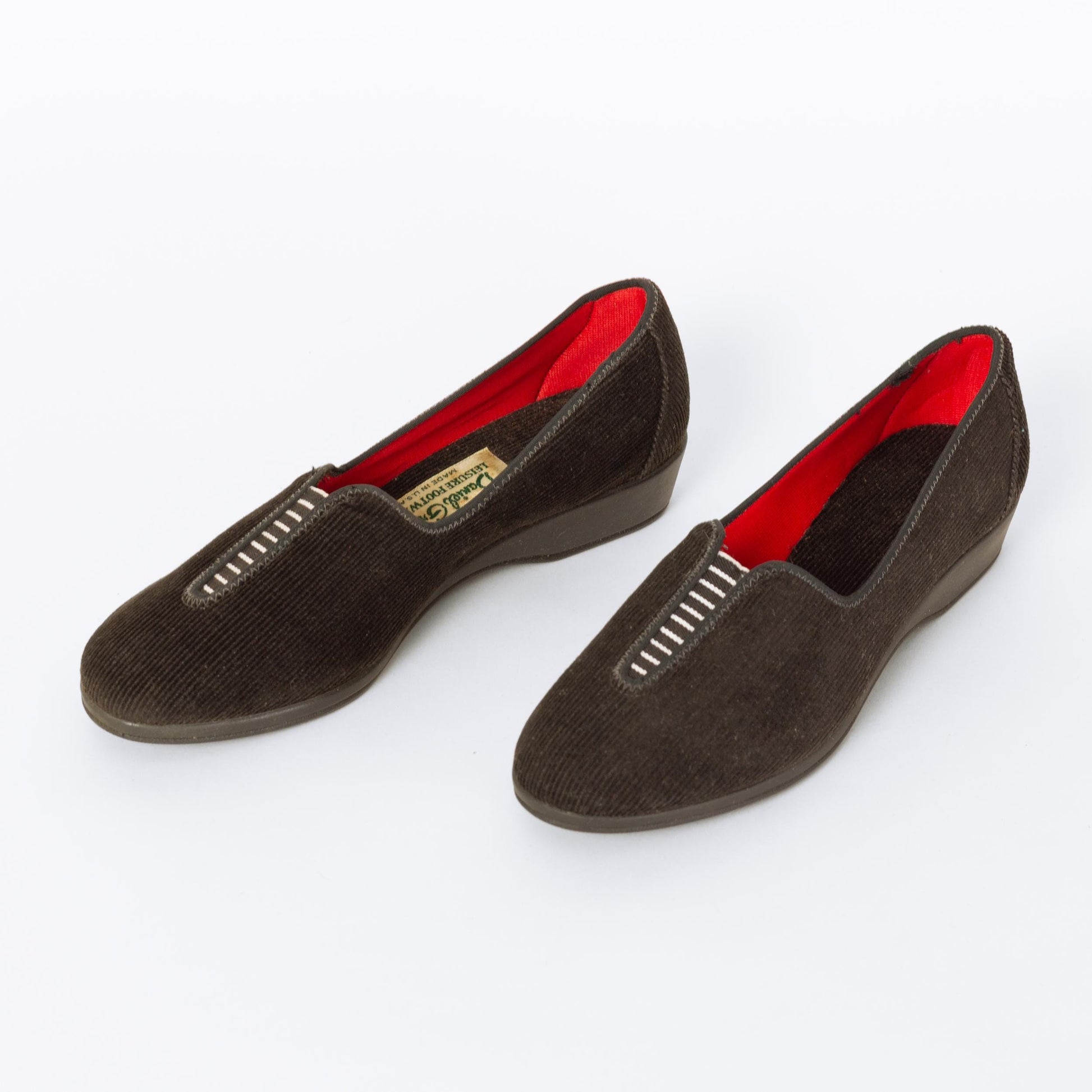 Vintage 50s 60s Daniel Green Black Corduroy Slippers - Size 5.5 | NOS Boudoir House Shoes Slip On Flats
