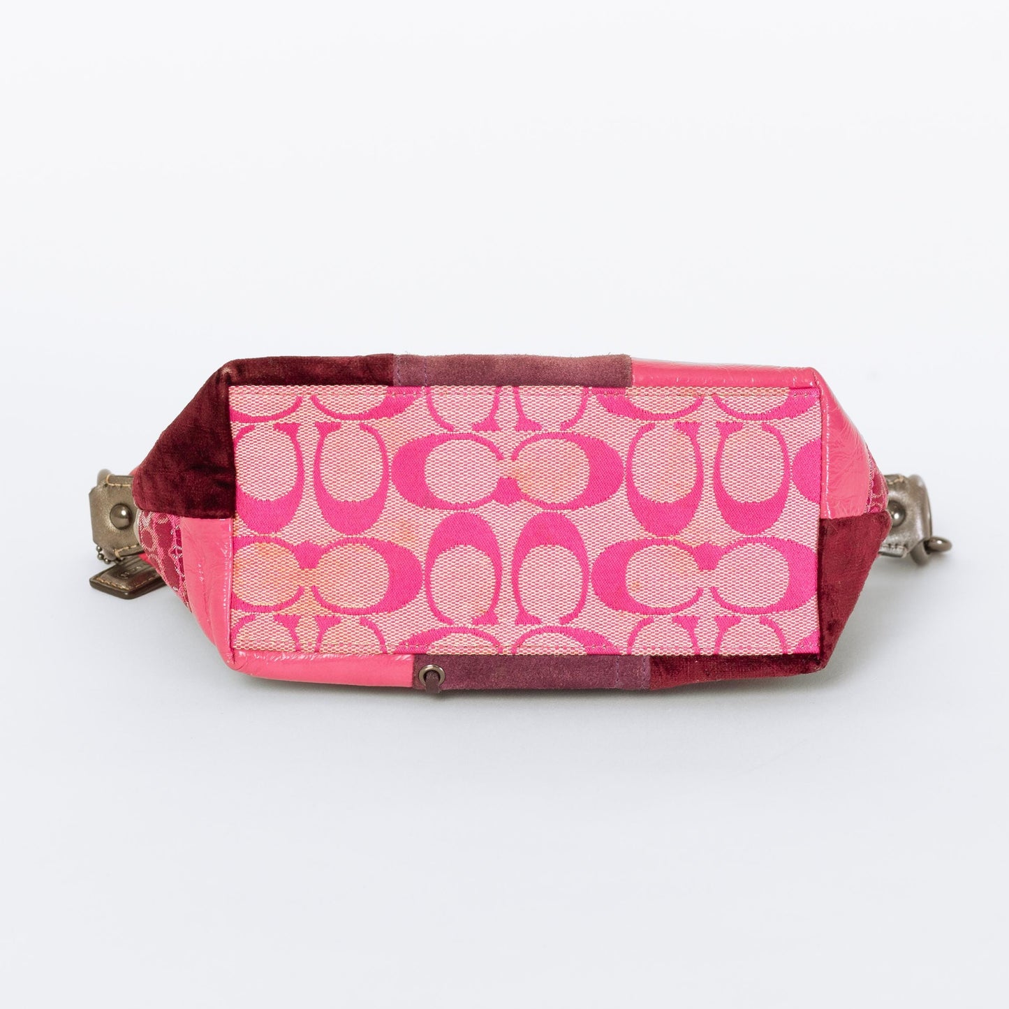 Vintage Coach Pink Patchwork Demi Shoulder Bag | Y2K Signature Monogram Print Leather Purse