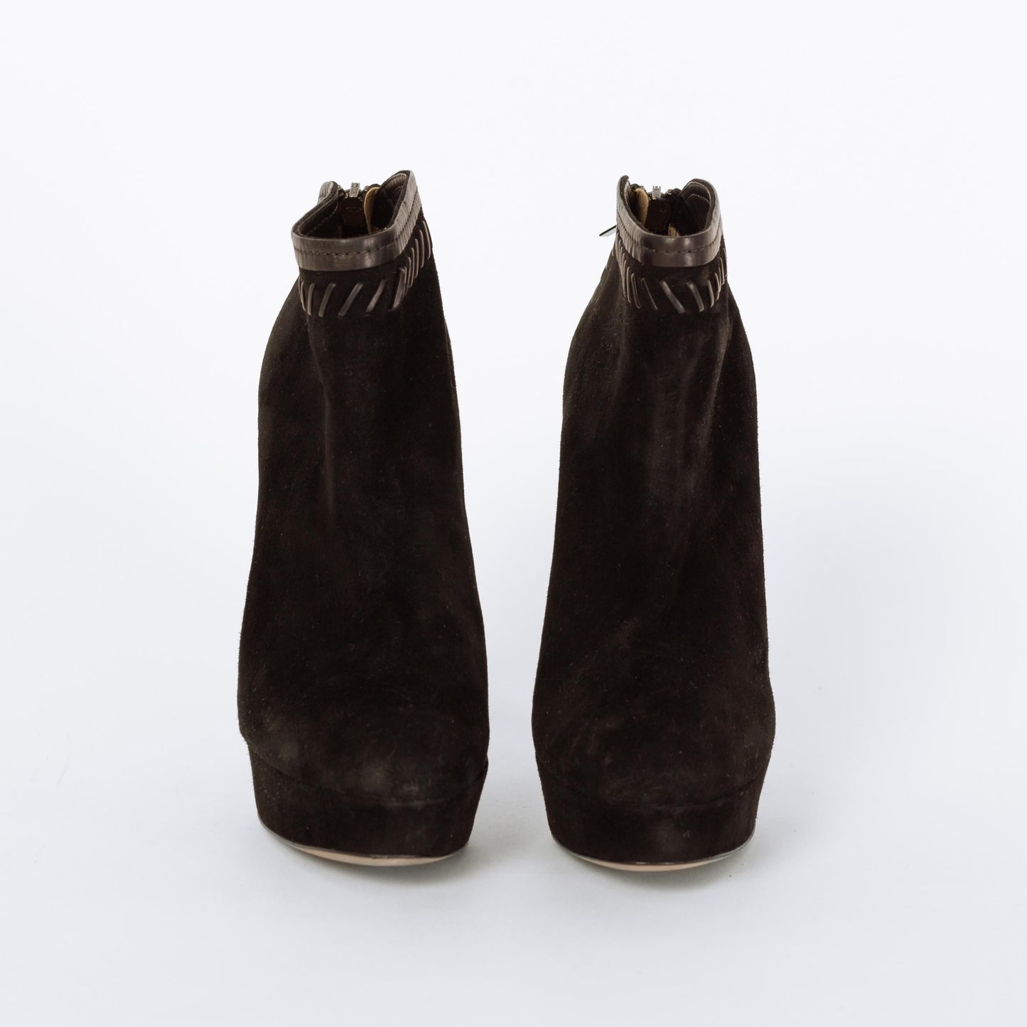 Jimmy Choo Black Suede Evans Ankle Booties - Size 36.5 | Designer Leather Whipstitch Platform Heels