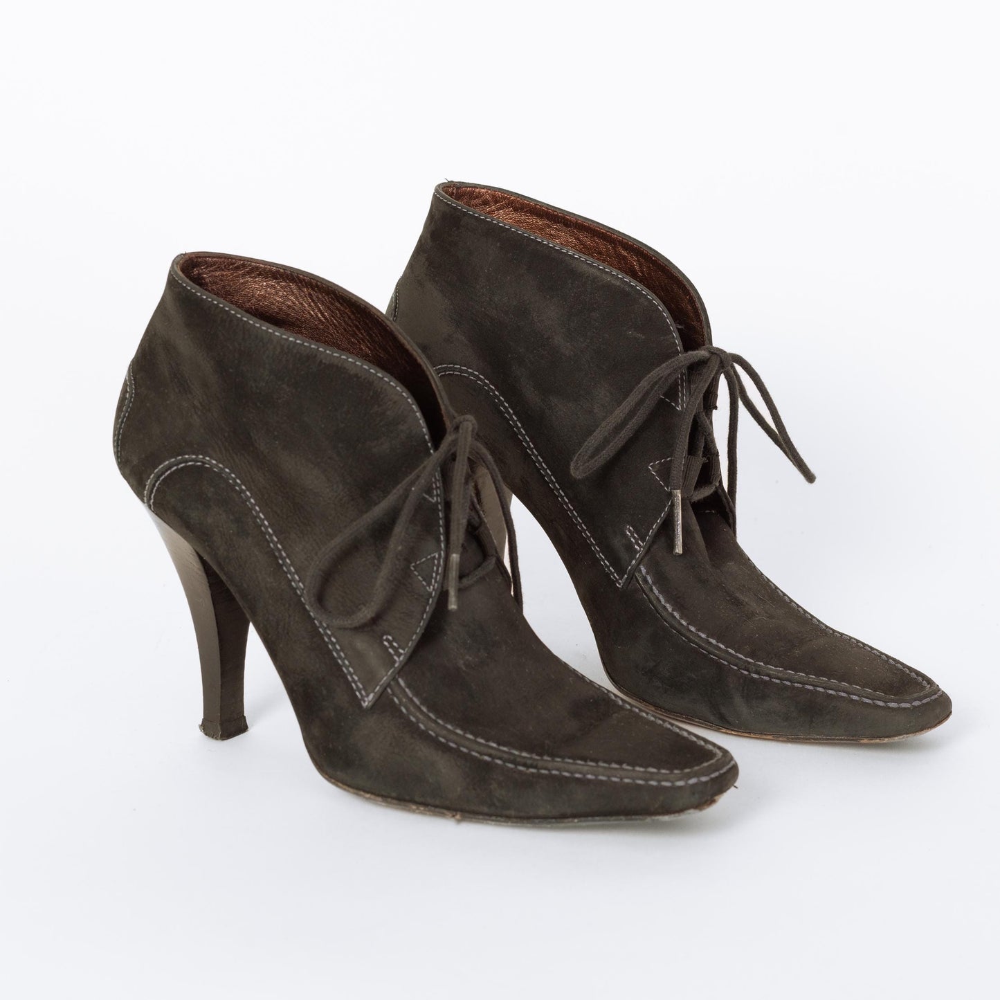 Vintage Tod's Witchy Black Suede Heeled Booties - Size 8-8.5 | Y2K Designer Lace Up Pumps