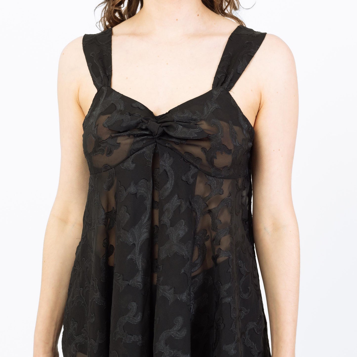 Vintage 90s Victoria's Secret Sheer Black Babydoll - Small | Chemise Nightie Mini Slip Dress