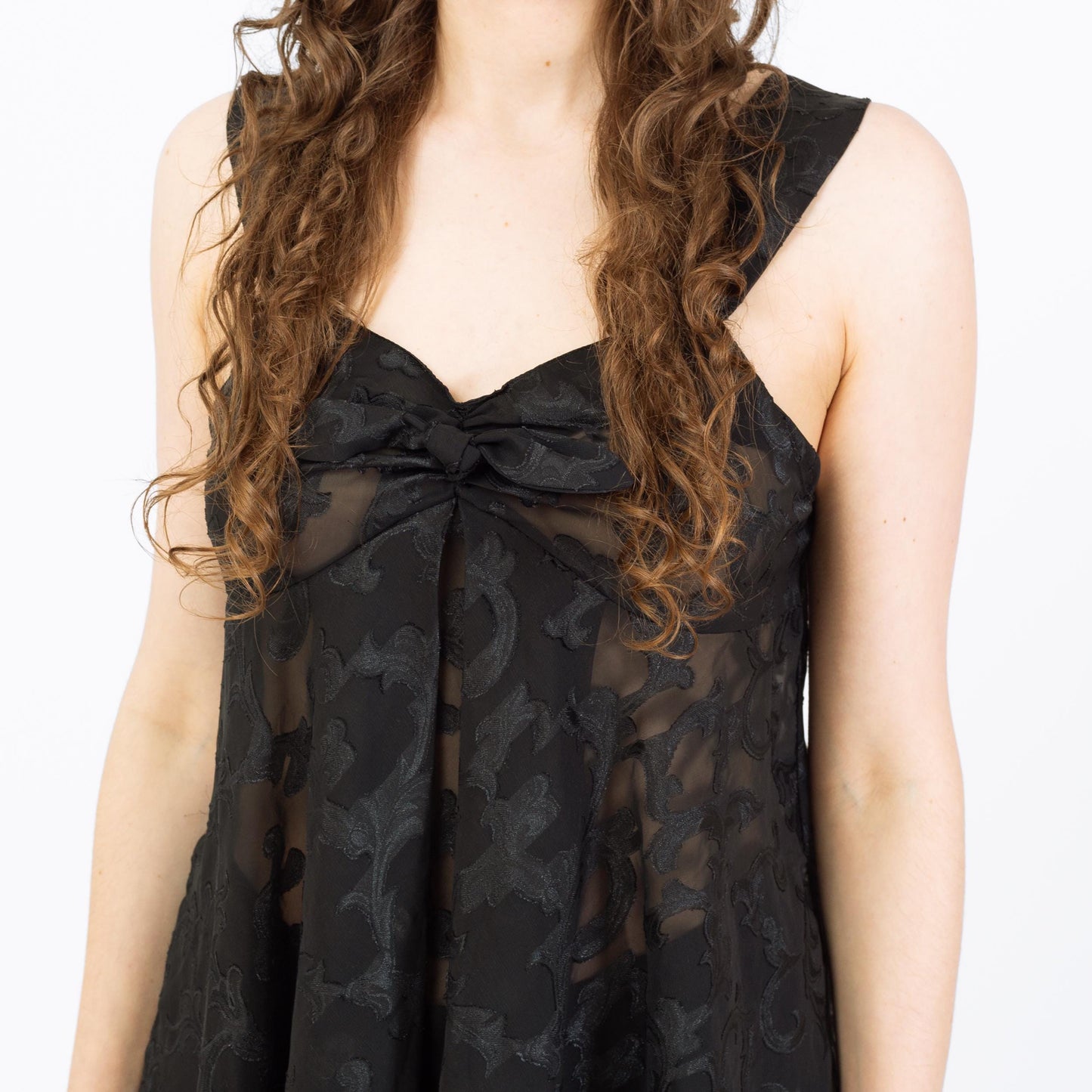 Vintage 90s Victoria's Secret Sheer Black Babydoll - Small | Chemise Nightie Mini Slip Dress