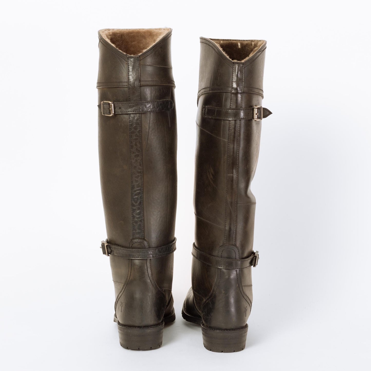 Vintage Frye Dorado Black Rubber Fur Lined Riding Boots - Women's Size 7.5 | Knee High Equestrian Boots
