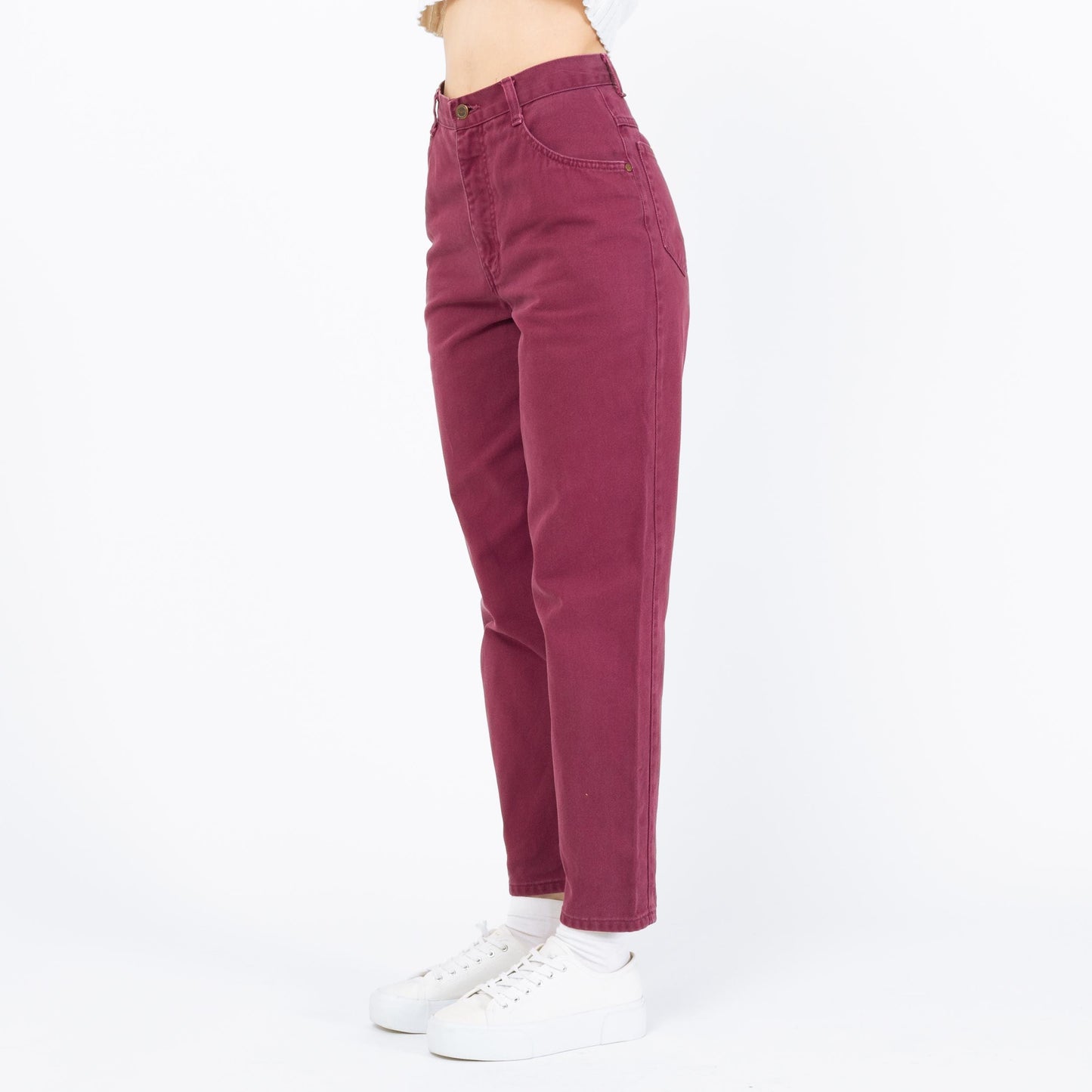 Vintage 90s Wine Red High Rise Jeans - Extra Small, 25" Waist | Denim Slim Straight Leg Mom Jeans