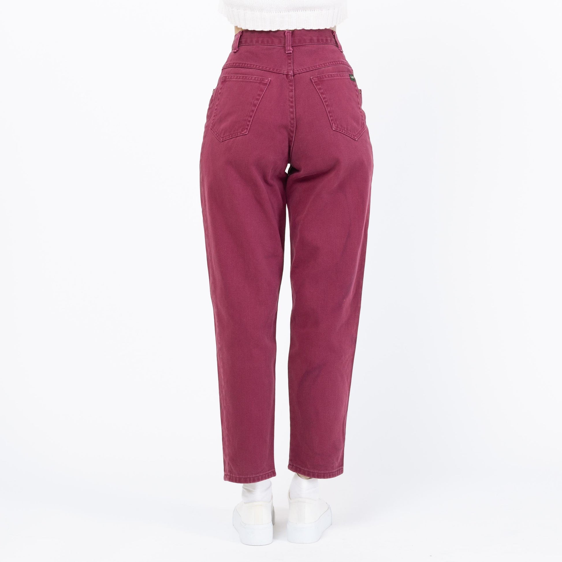 Vintage 90s Wine Red High Rise Jeans - Extra Small, 25" Waist | Denim Slim Straight Leg Mom Jeans