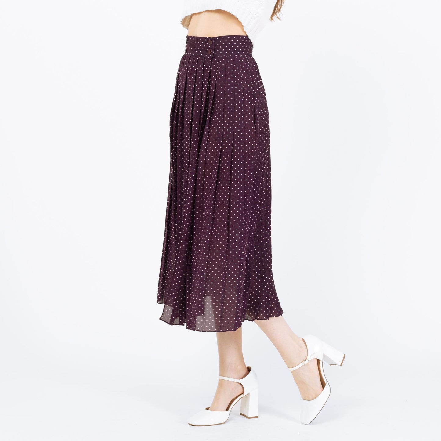 Vintage Y2K Purple Polka Dot Wrap Skirt - Extra Small, 25" Waist | Sheer High Waisted Pleated Skirt