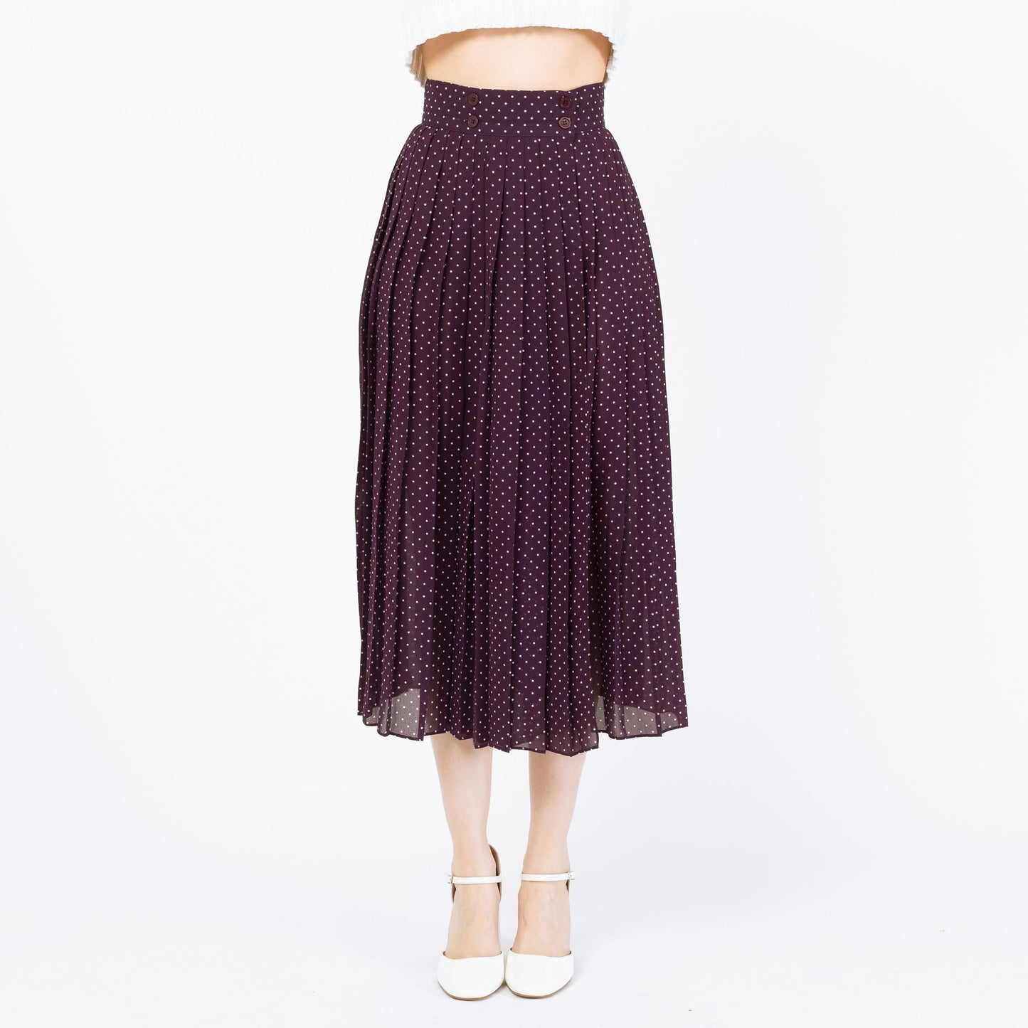 Vintage Y2K Purple Polka Dot Wrap Skirt - Extra Small, 25" Waist | Sheer High Waisted Pleated Skirt