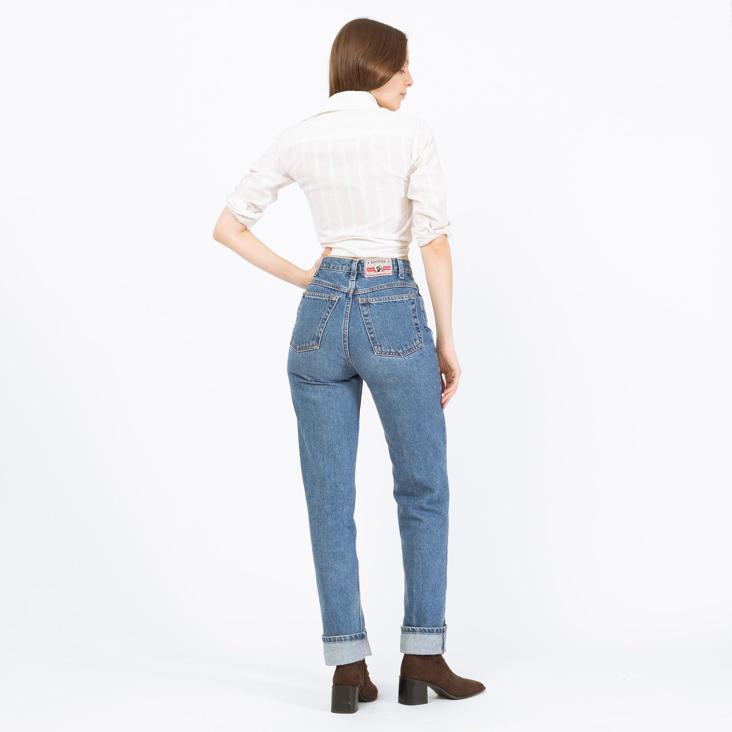 Vintage 90s Rockies High Waisted Jeans - Extra Small Long, 25" Waist | Denim Slim Tapered Leg Mom Jeans