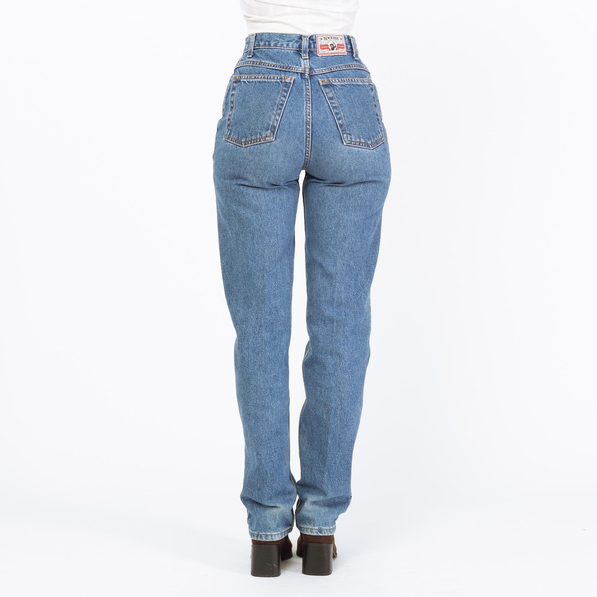 Vintage 90s Rockies High Waisted Jeans - Extra Small Long, 25" Waist | Denim Slim Tapered Leg Mom Jeans