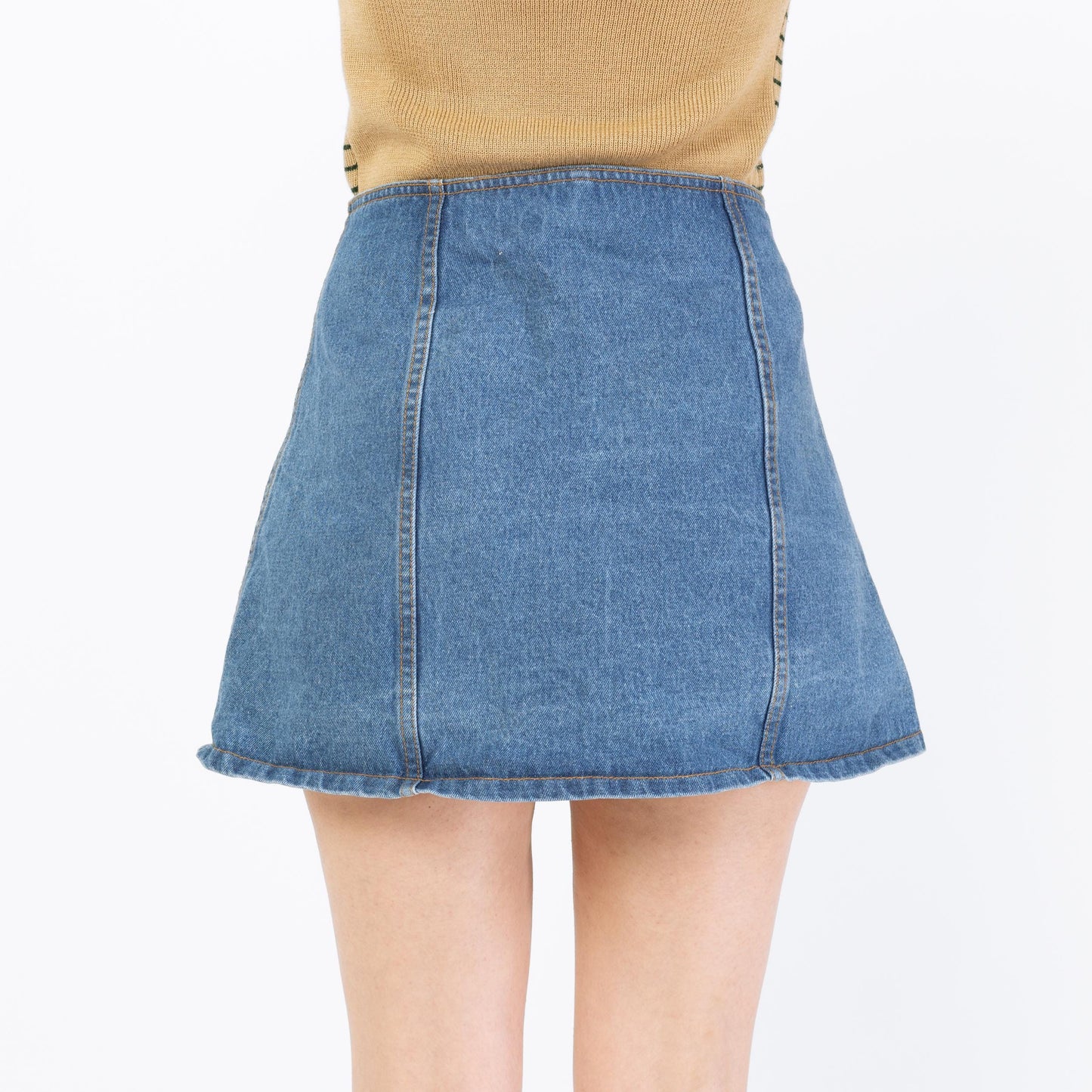 Vintage 90s Denim Button Front Mini Skirt - Small, 27" Waist | High Waisted A Line Blue Jean Skirt