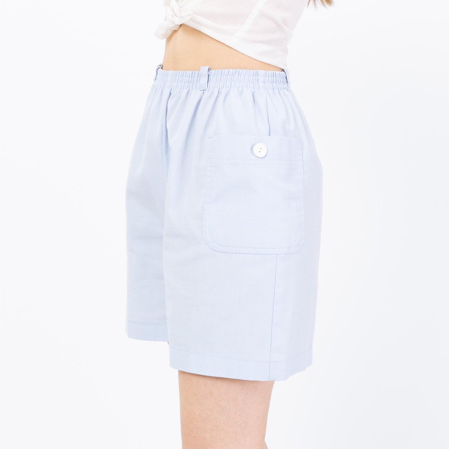Vintage 70s Jantzen Baby Blue Casual Shorts - Small to Medium | Elastic Waist High Rise Wide Leg Summer Shorts