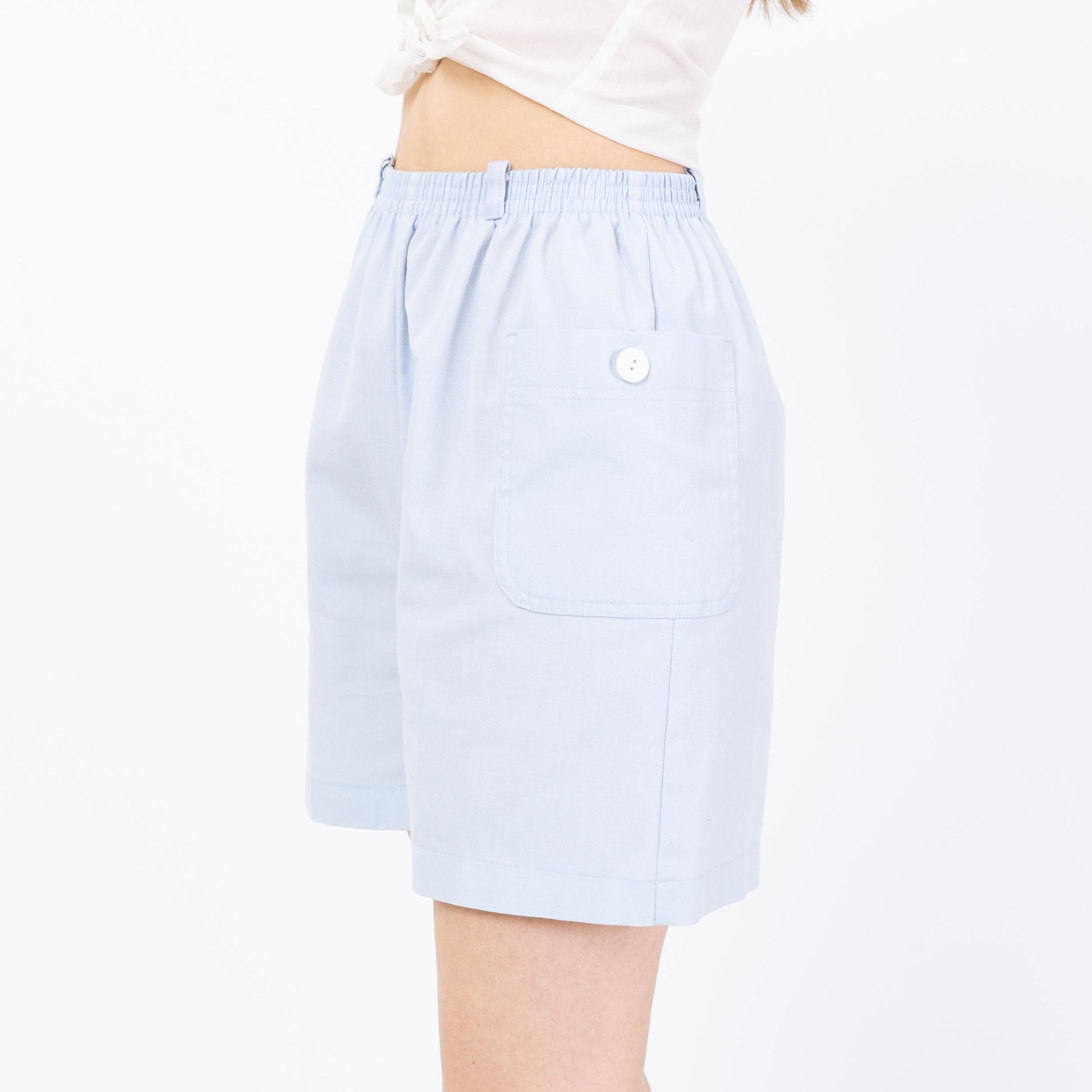 Vintage 70s Jantzen Baby Blue Casual Shorts - Small to Medium | Elastic Waist High Rise Wide Leg Summer Shorts