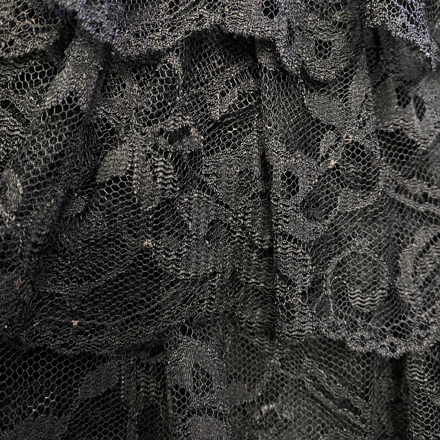 Vintage 80s Black Ruffled Tutu Midi Slip Dress - Large | Tiered Skirt Spaghetti Strap Party Dress