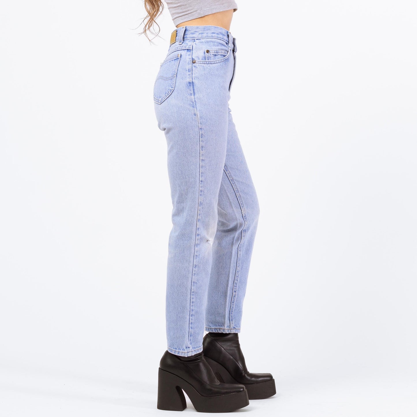 Vintage 90s Lee Light Wash Straight Leg Jeans - Extra Small, 24" Waist | Denim High Rise Slim Mom Jeans