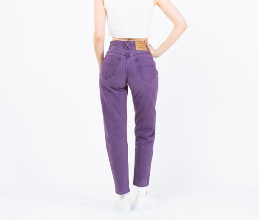Vintage 90s Purple Soft Denim High Rise Jeans - Extra Small, 25" Waist | Denim Slim Straight Leg Mom Jeans