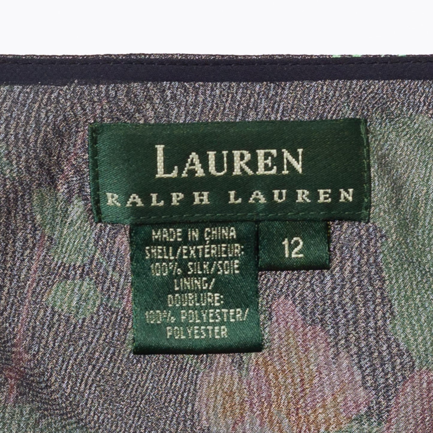 Vintage 90s Ralph Lauren Silk Floral Skirt – Large | Navy Blue Knee Length Mini Skirt