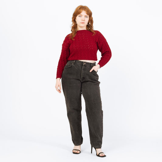 Vintage 90s Lee Faded Black High Waisted Jeans - Large, 33" Waist | Denim Tapered Leg Mom Jeans