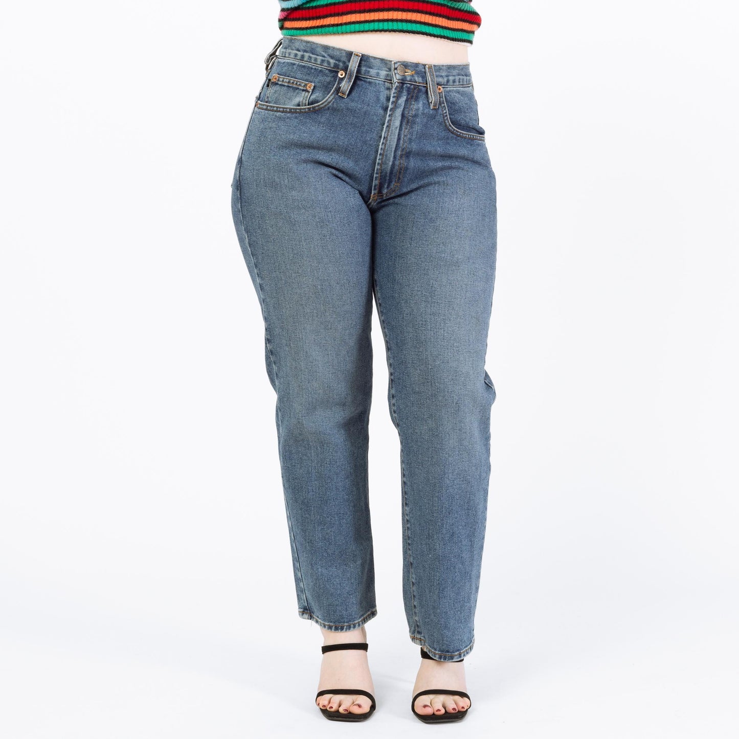 Vintage 90s Straight Leg Jeans - Large, 33" Waist | True Grit Soft Denim High Waisted Mom Jeans