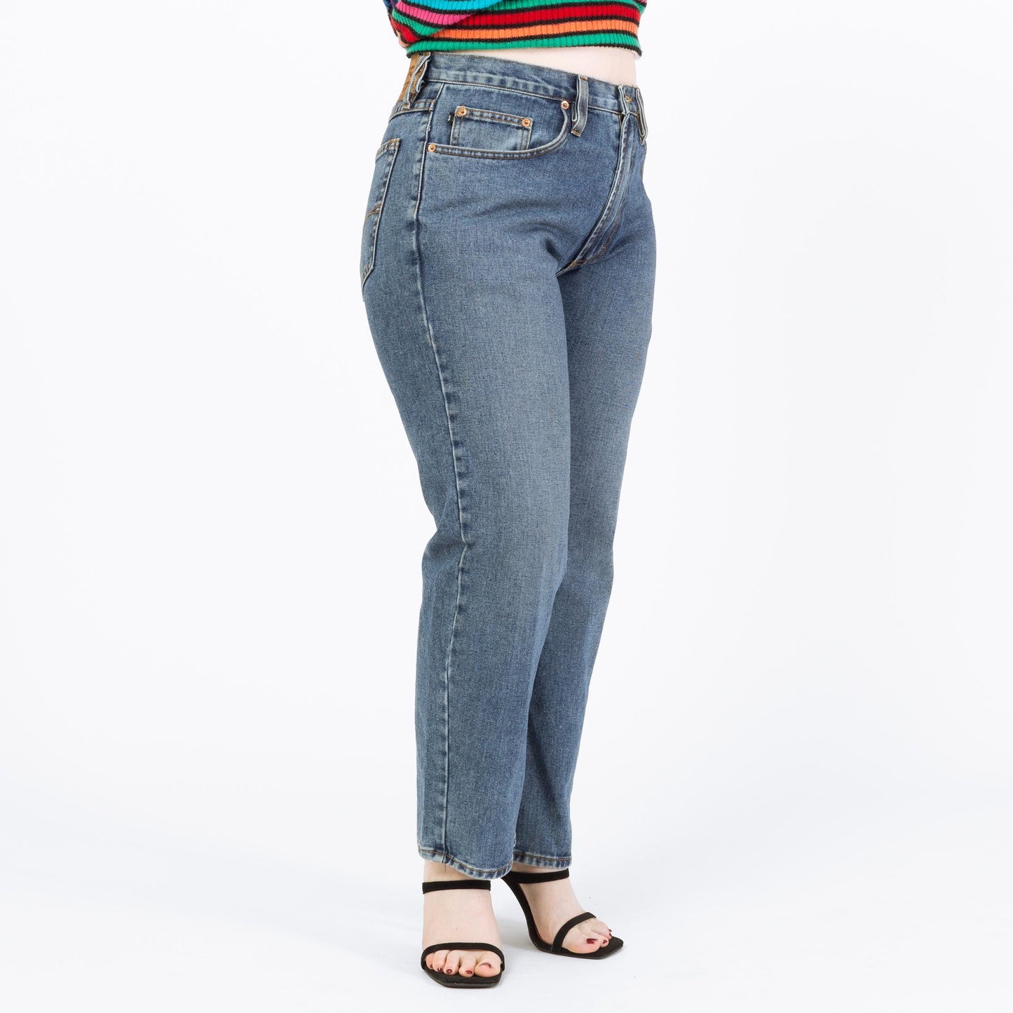 Vintage 90s Straight Leg Jeans - Large, 33" Waist | True Grit Soft Denim High Waisted Mom Jeans