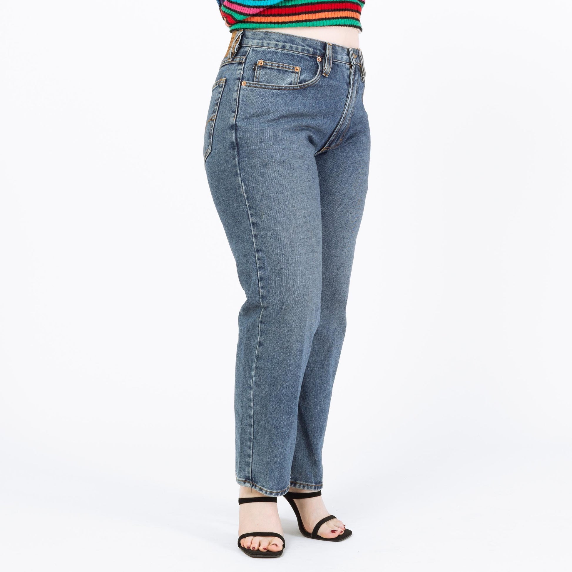 Vintage 90s Straight Leg Jeans - Large, 33" Waist | True Grit Soft Denim High Waisted Mom Jeans