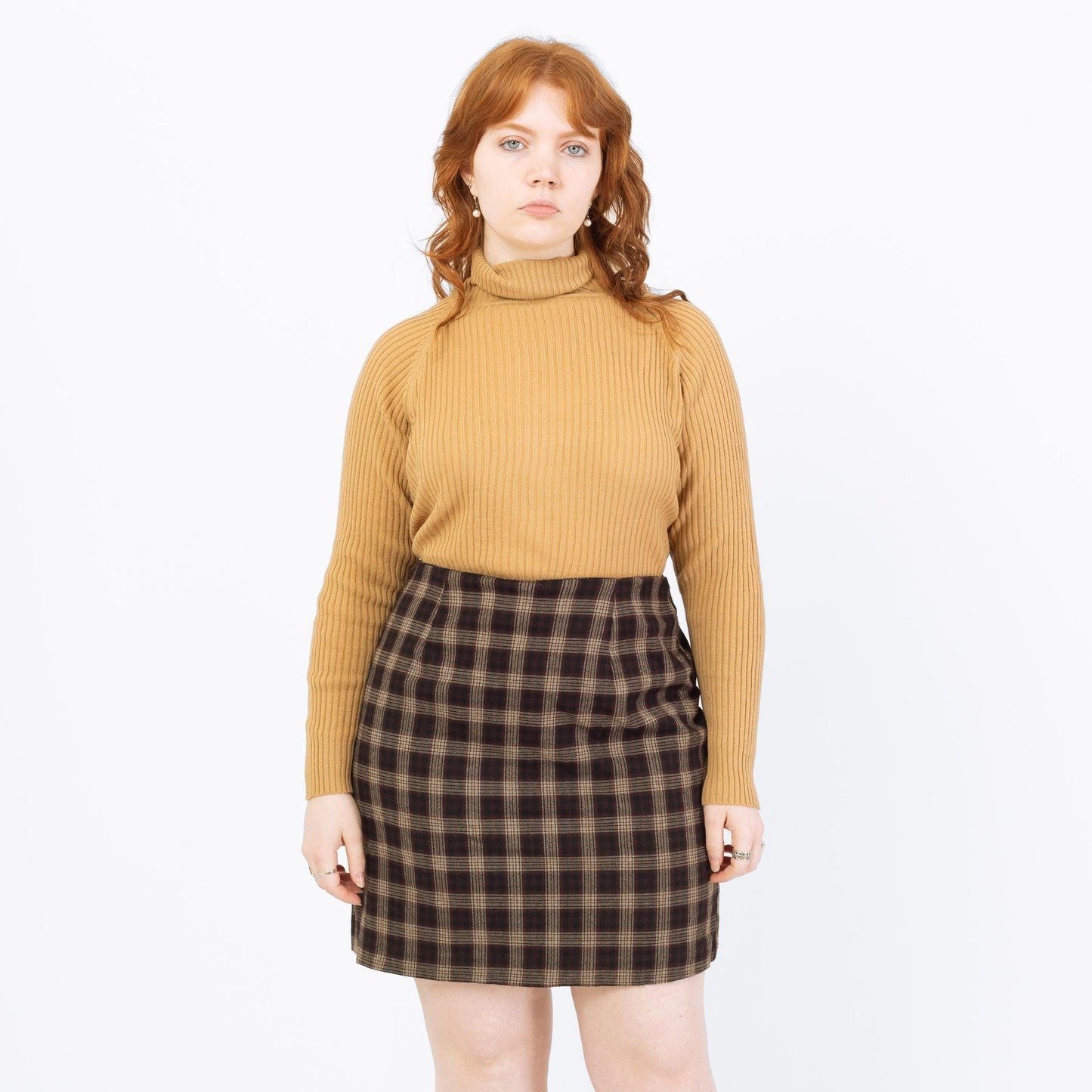 Vintage 70s Tan Lightweight Turtleneck Sweater - Extra Large | Stretchy Knit Pullover