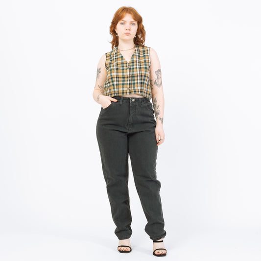 Vintage 90s Lee Forest Green Elastic Waist Jeans - Large, 30"-33" Waist | High Rise Denim Mom Jeans