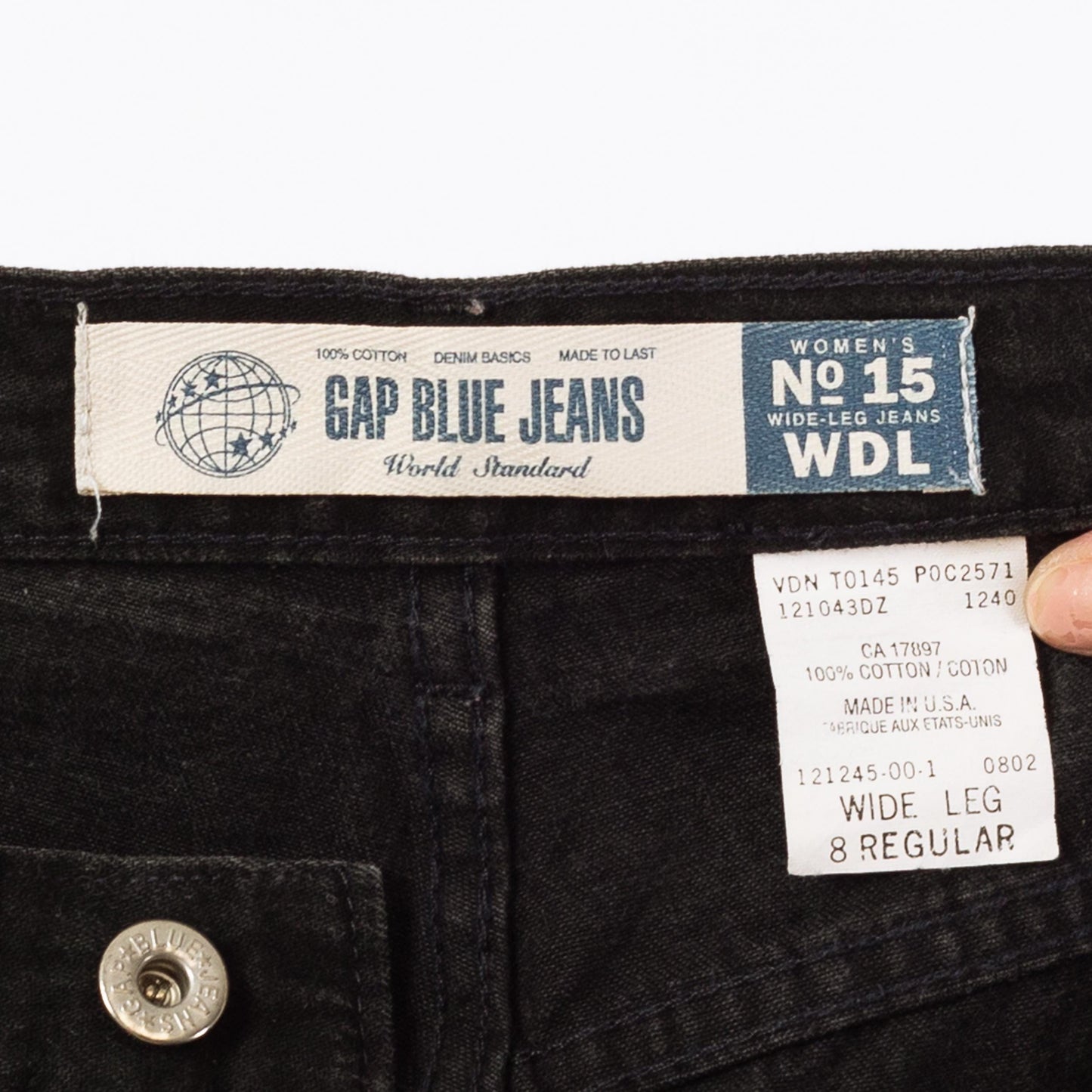 Vintage 90s Gap Black Wide Leg Jeans - Medium, 28" Waist | High Rise Straight Leg Denim