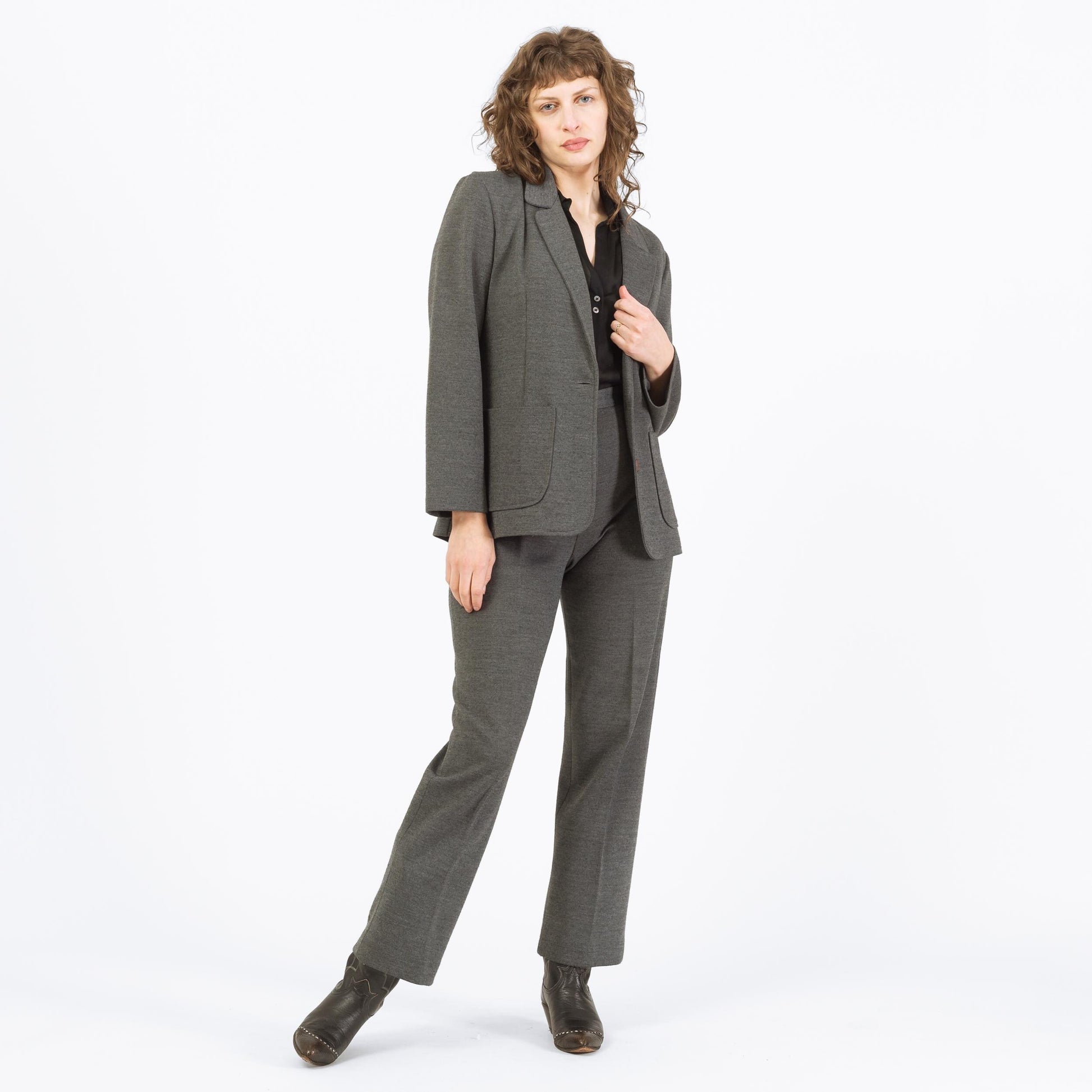 Vintage 70s Charcoal Grey Pant & Skirt Suit - Medium | Jack Winter Blazer Jacket Trousers Three Piece Matching Set