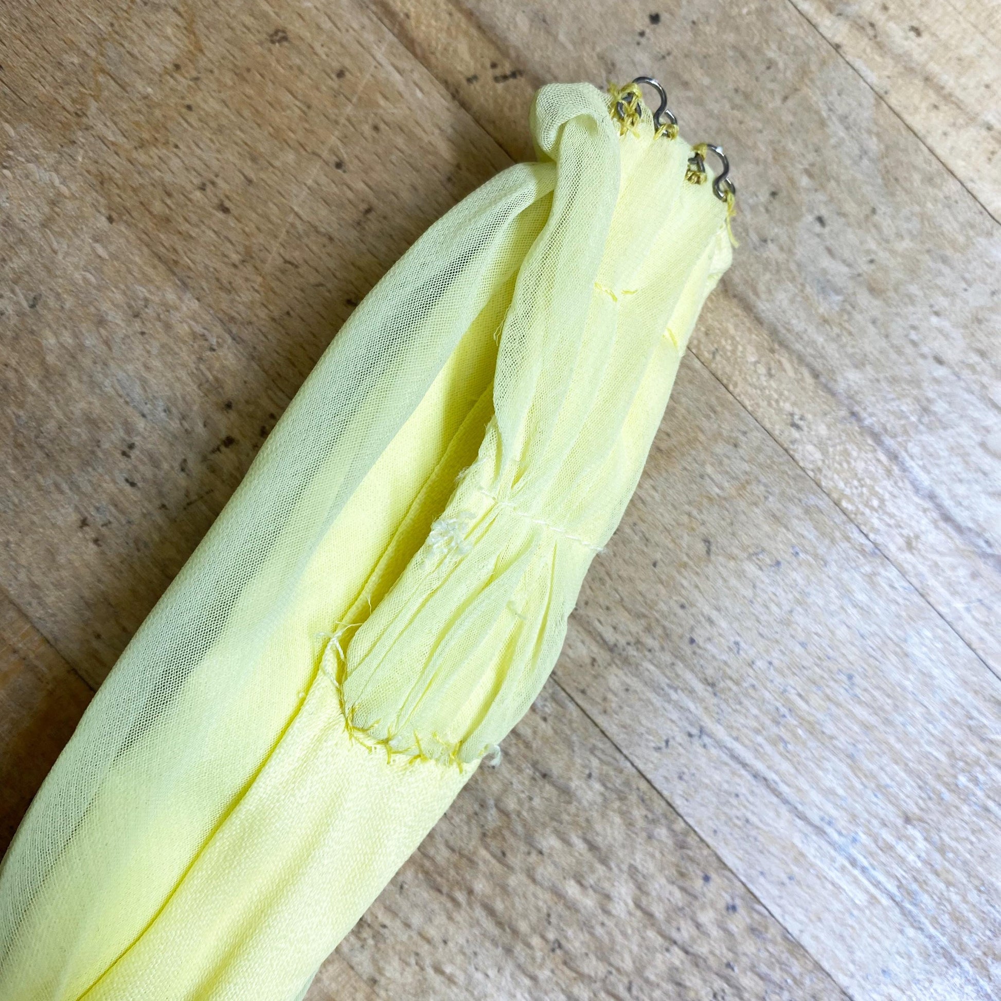 Vintage 70s Mike Benet Yellow Chiffon Halter Gown - Extra Small | Sequin Trim Formal Disco Prom Dress